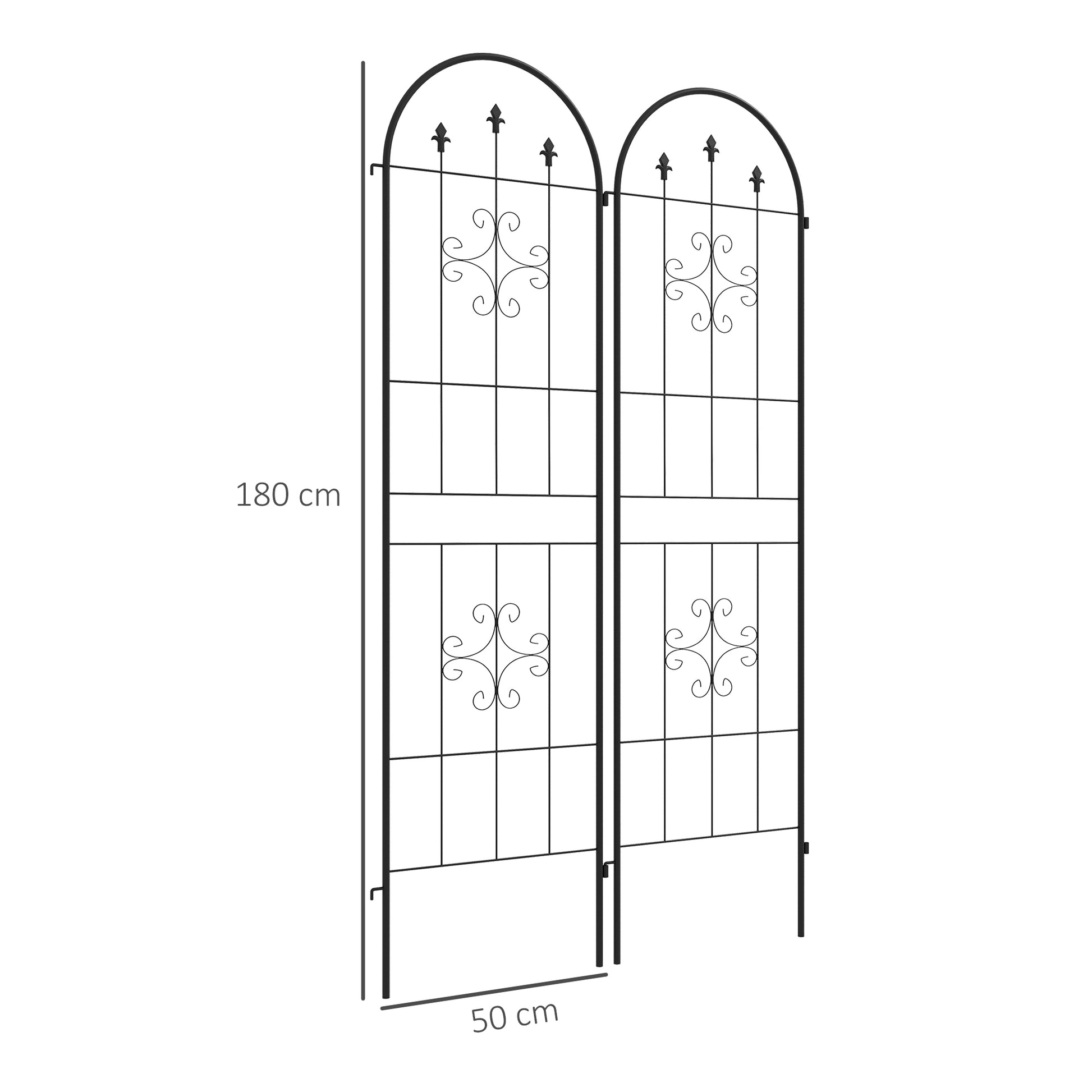 Outsunny Set of 2 Outdoor Metal Climbing Plant Trellis with Arrow Design for Garden Support - ALL4U RETAILER LTD