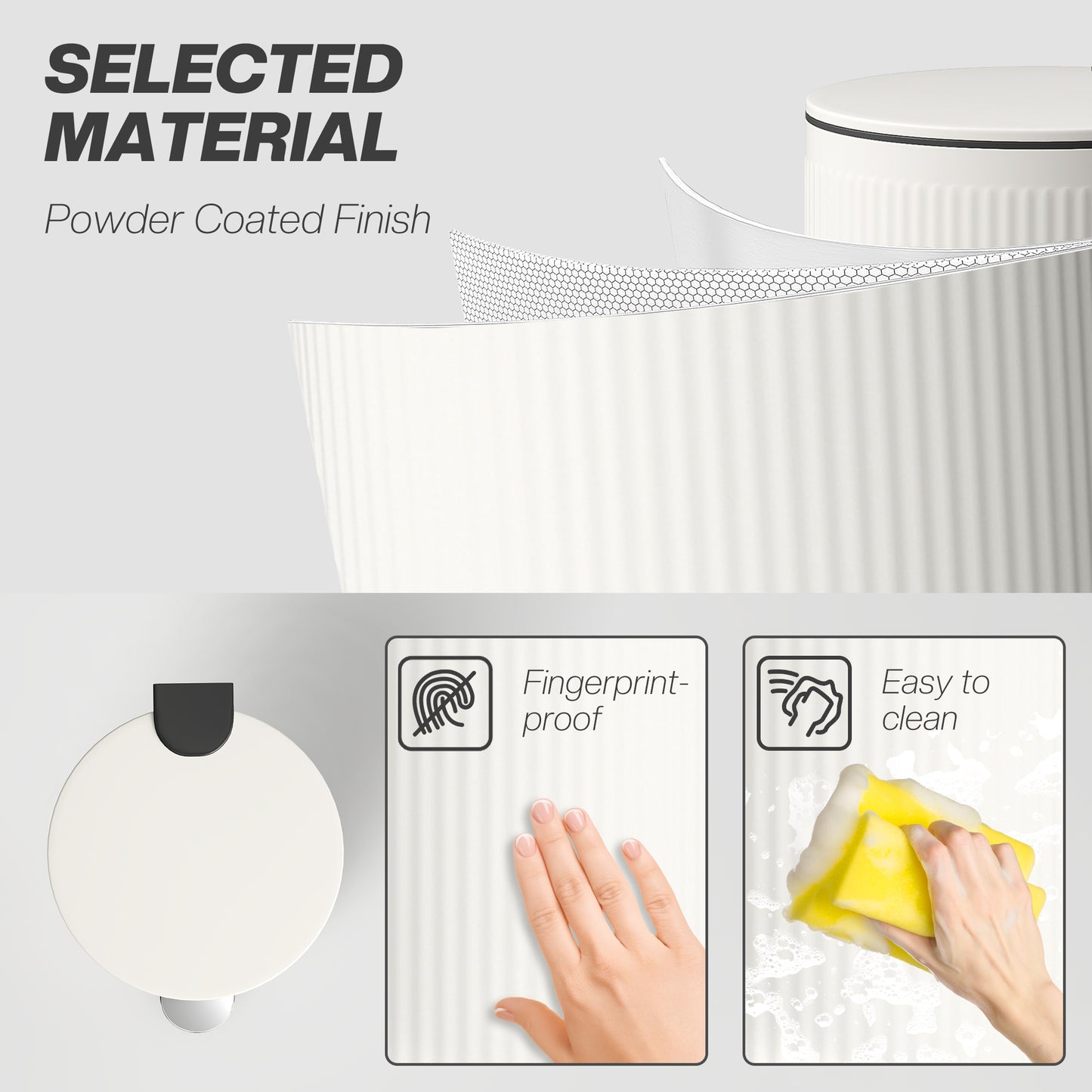 HOMCOM 30 Litre Pedal Kitchen Bin With Removable Inner Bucket Cream Soft Close Quiet Operation