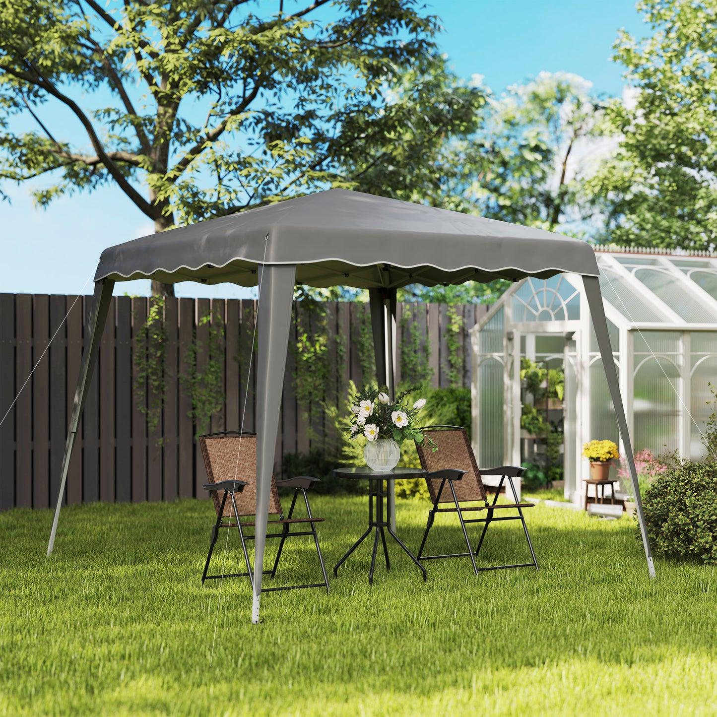 Outsunny Two Point Five Meter Square Pop Up Garden Gazebo Tent Grey For Outdoor Events And Picnics
