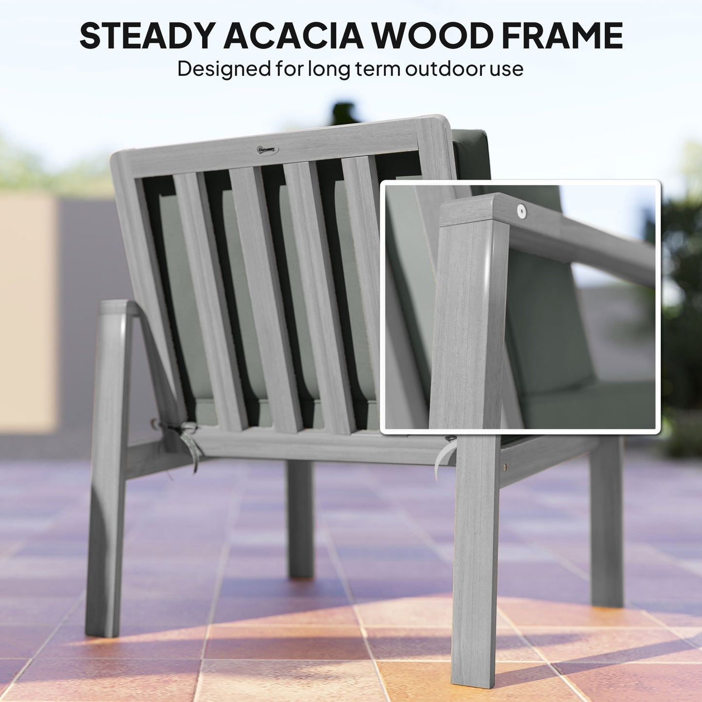 Outsunny 4 Piece Wooden Garden Furniture Set With Cushions In Light Grey For Patio