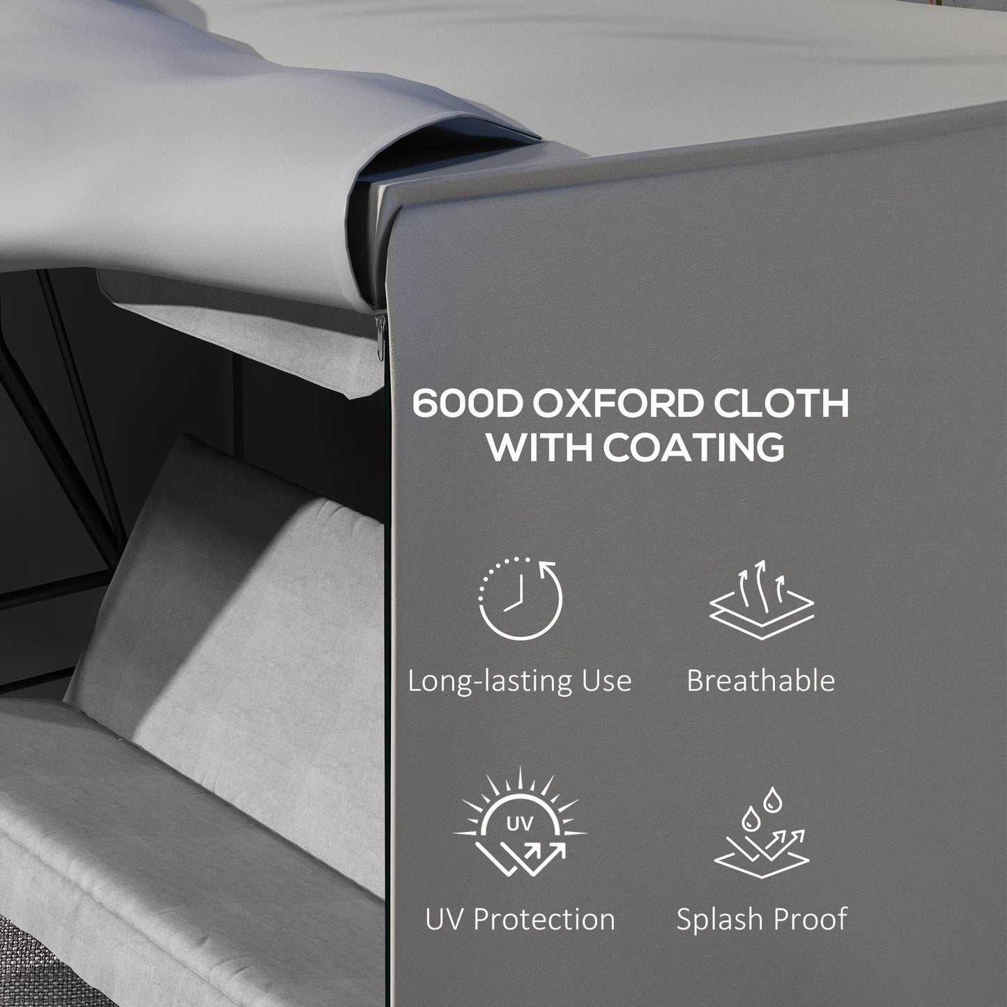 Outdoor Swing Chair Protective Cover - 205 x 124cm Grey Oxford Fabric - ALL4U RETAILER LTD