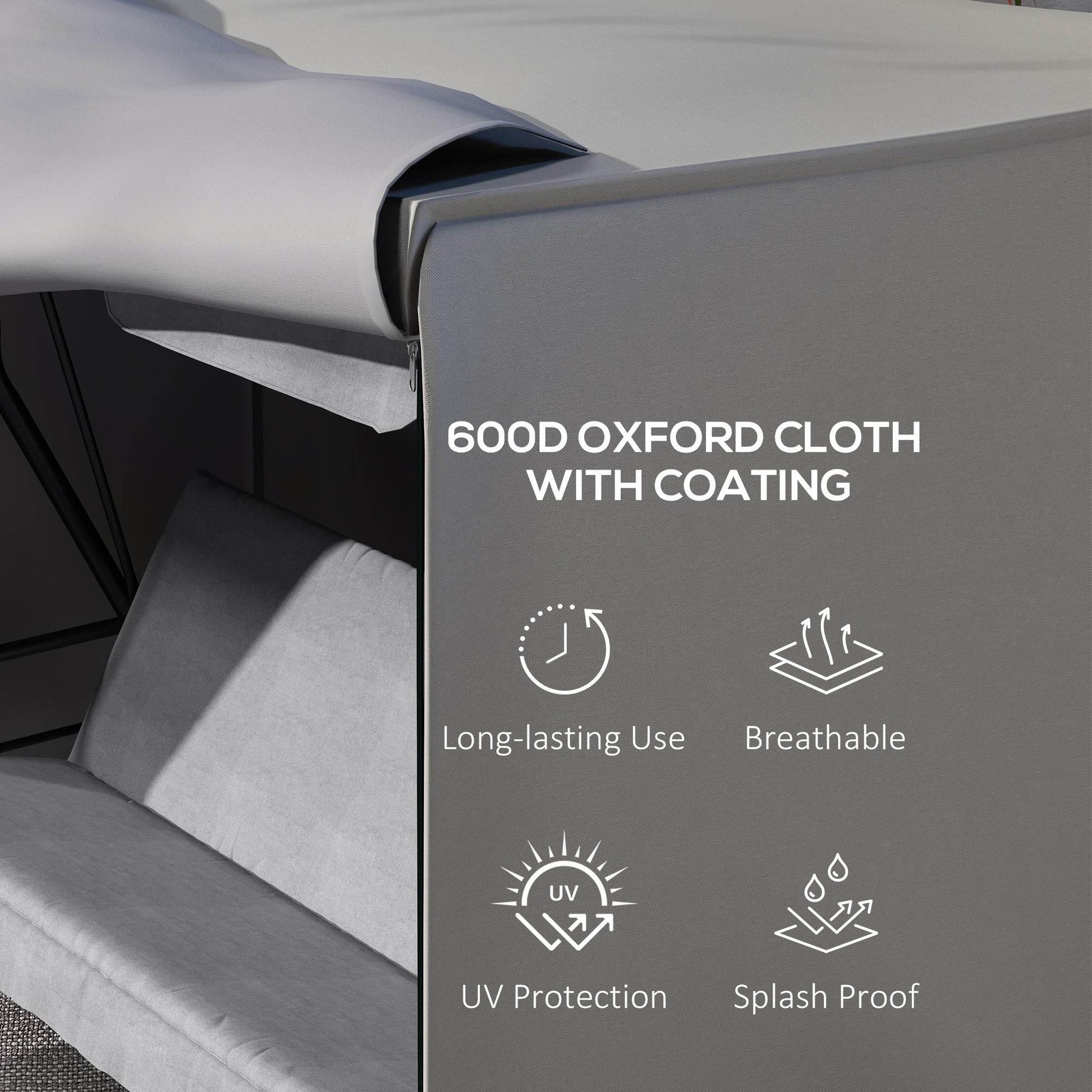 Outdoor Swing Chair Protective Cover - 205 x 124cm Grey Oxford Fabric - ALL4U RETAILER LTD