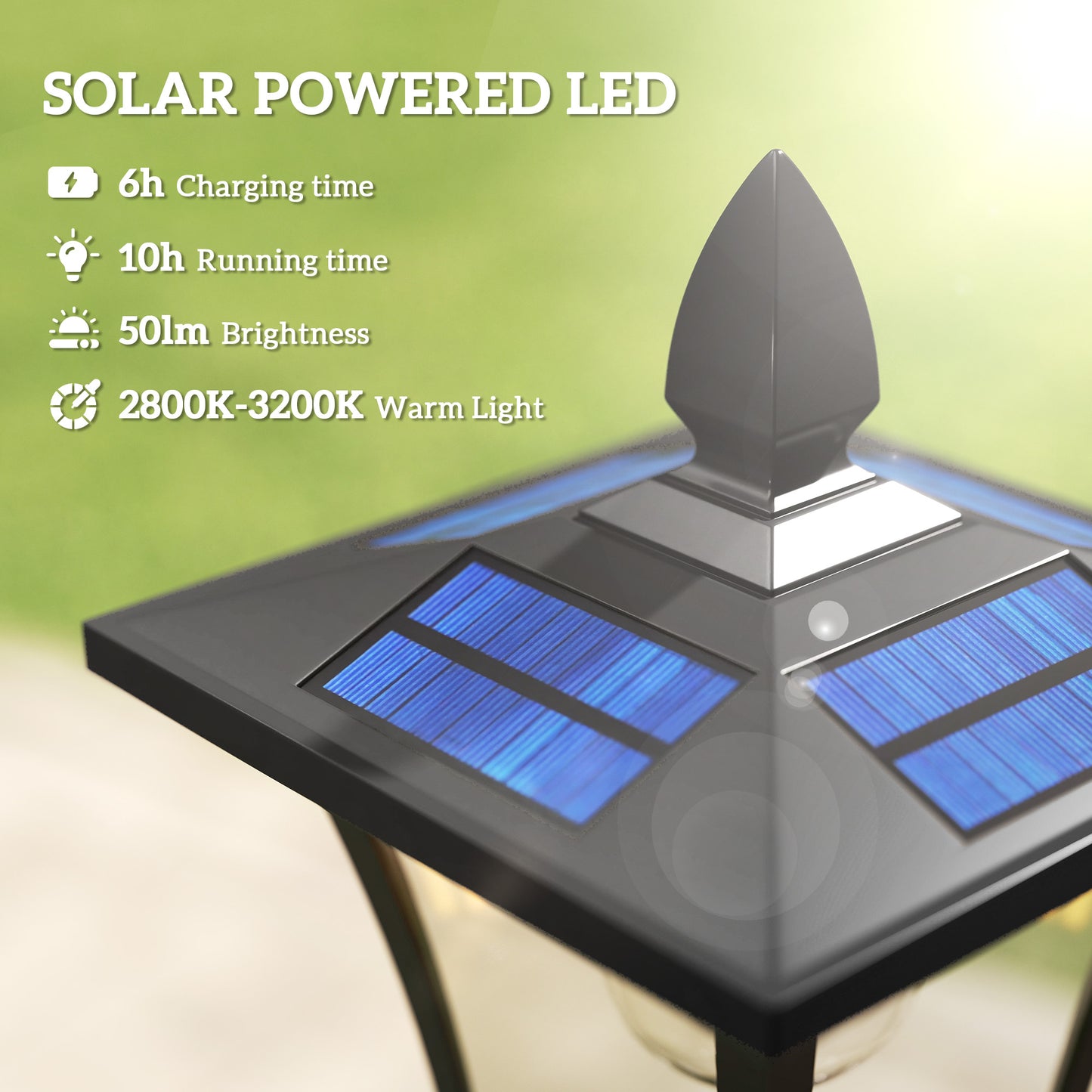 Outsunny Garden Solar Lamp Post Light With Built In Planter Waterproof LED Outdoor Post Light Black Dusk To Dawn