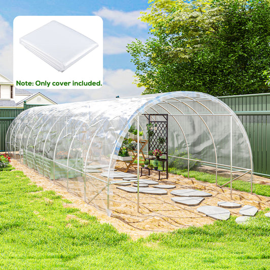 Outsunny 6x10m Heavy Duty Polypropylene Greenhouse Cover Replacement UV Resistant Waterproof Clear Polytunnel Cover
