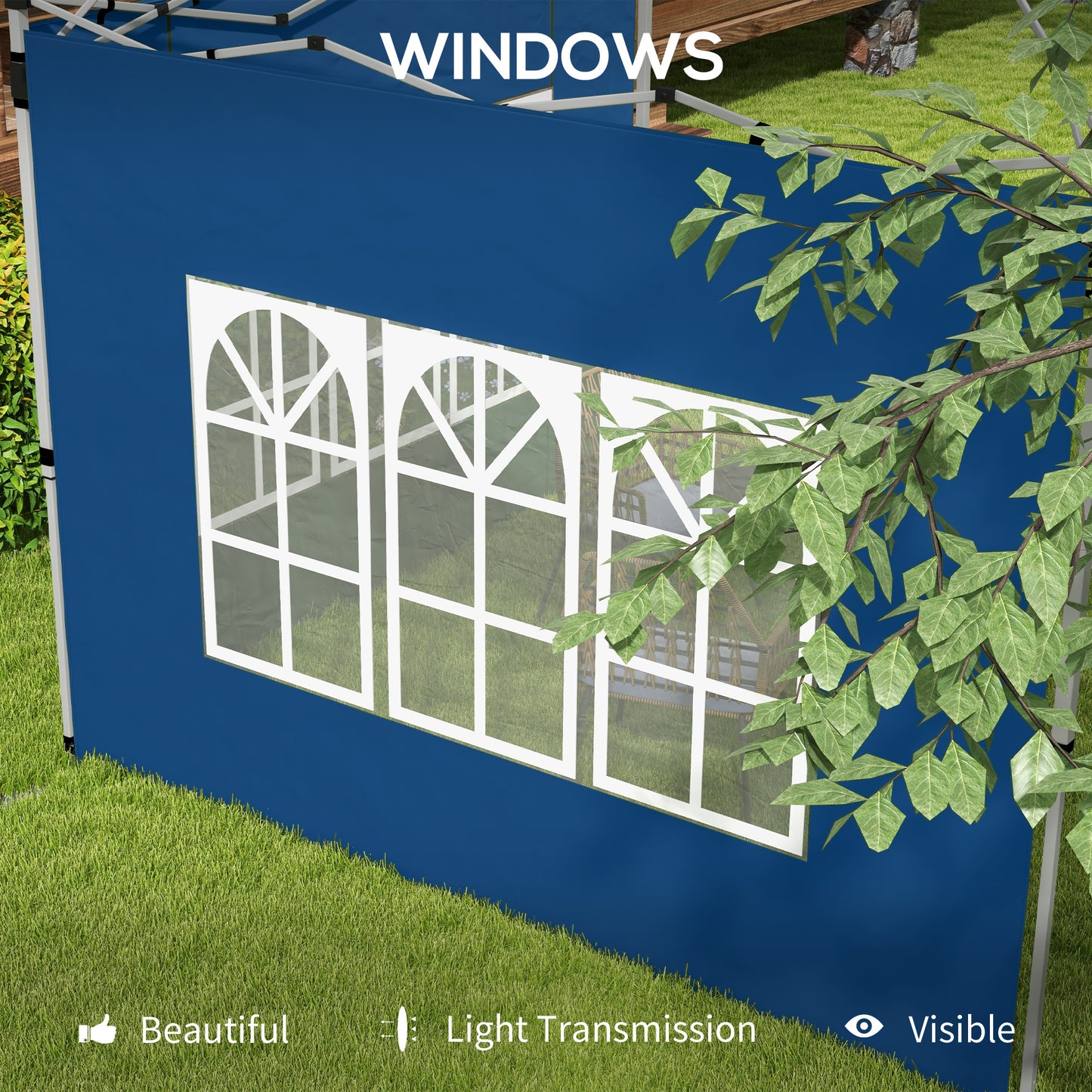Outsunny Set Of 2 Gazebo Side Panels Blue For 3x3m And 3x4m Canopies With Window
