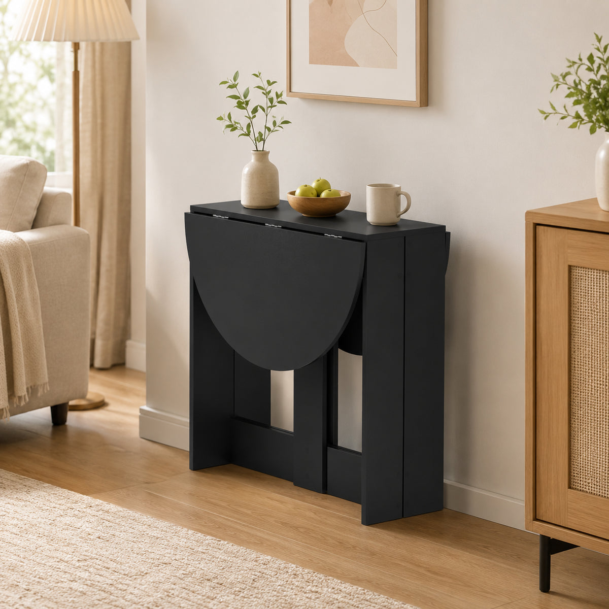Homcom Folding Drop Leaf Dining Table For Small Spaces Kitchen Or Office Black