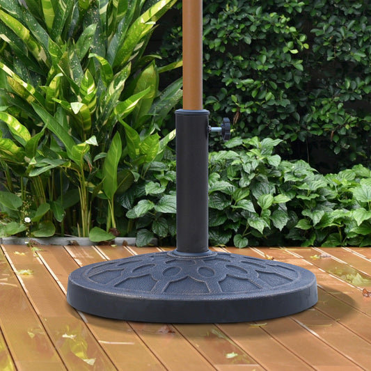 Outsunny 13kg Resin Umbrella Stand Holder, Garden Parasol Base for 38mm or 48mm Outdoor Umbrella Poles, Bronze Tone - ALL4U RETAILER LTD