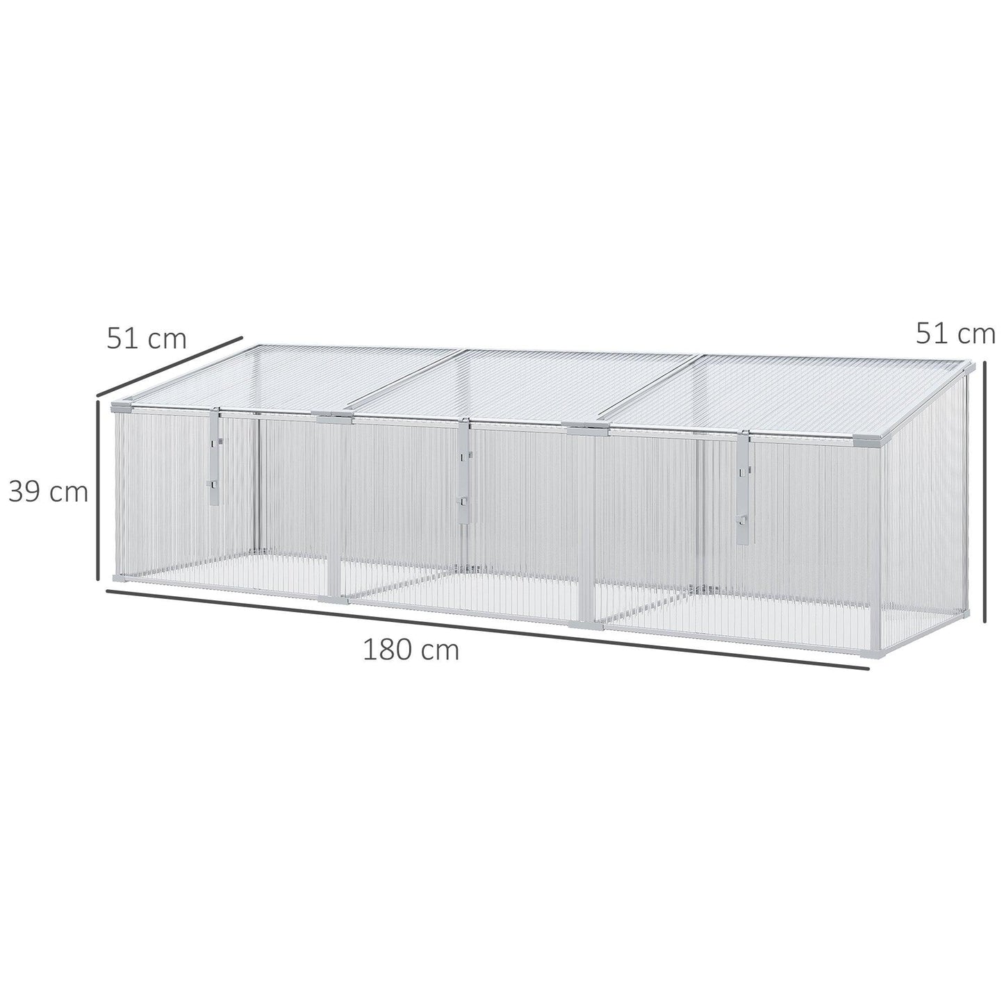 Outsunny Aluminium Greenhouse Plants Raised Bed Vented Cold Frame Transparent - ALL4U RETAILER LTD