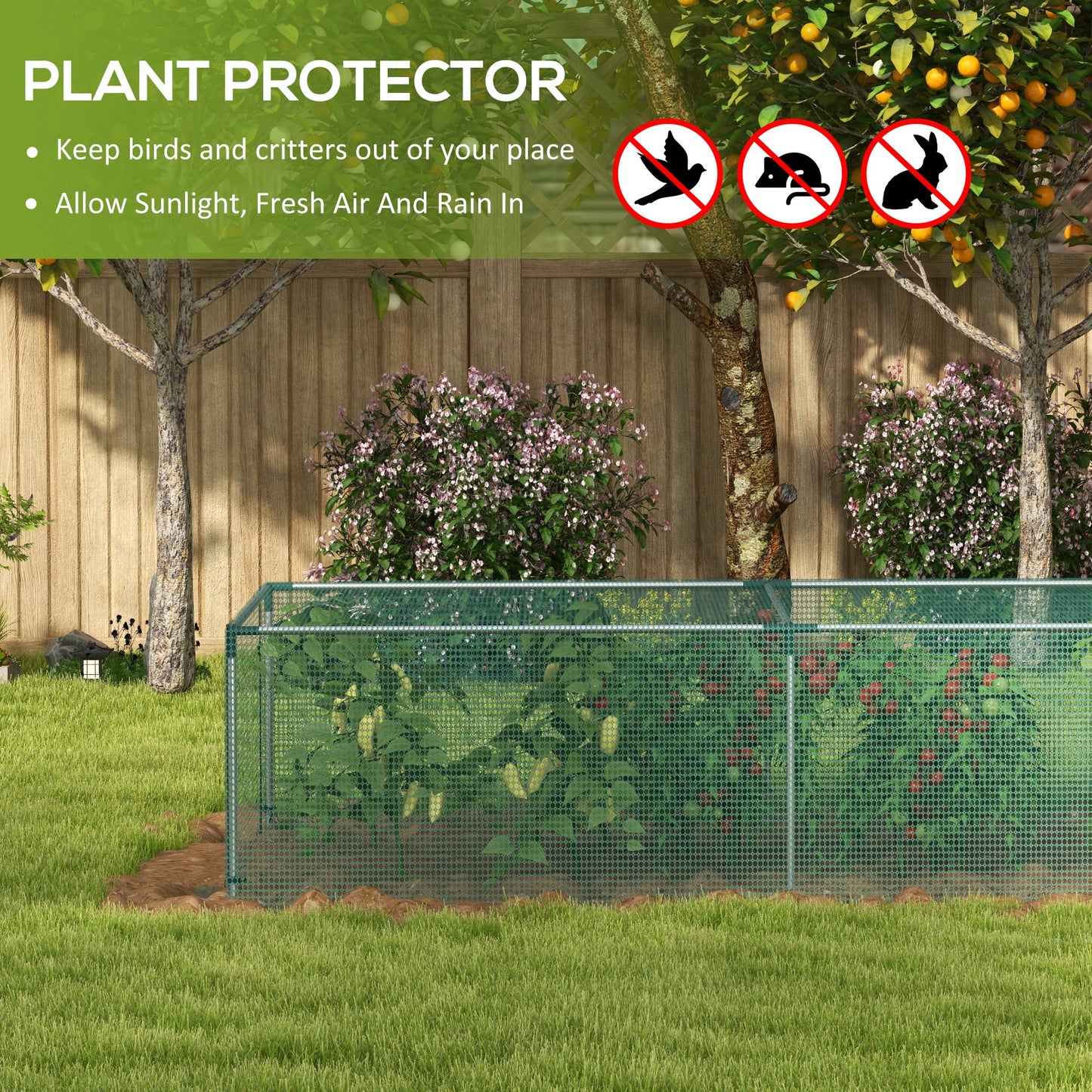 Outsunny Garden Grow Protective Cage with Zipped Access - 8' x 4' Green Frame