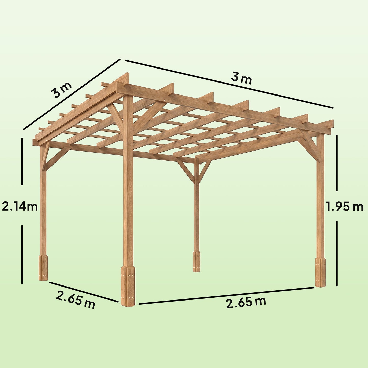 Outsunny 3 By 3 Meter Wooden Pergola Kit Garden Gazebo Shelter With Stable Structure For Climbing Vines Dark Brown