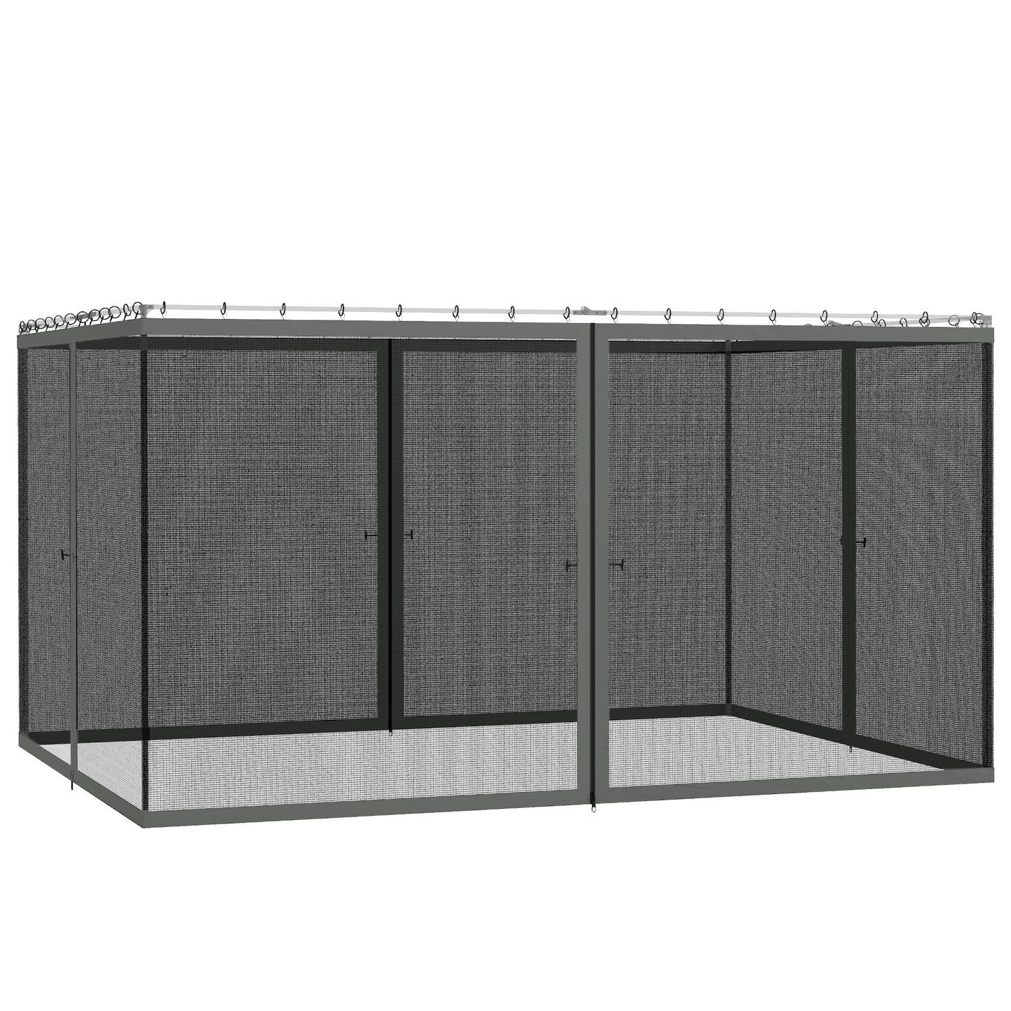 Outsunny 352 X 207cm Universal Replacement Mesh Sidewall Netting For Patio Gazebos Canopy Tents Sidewall Dark Grey