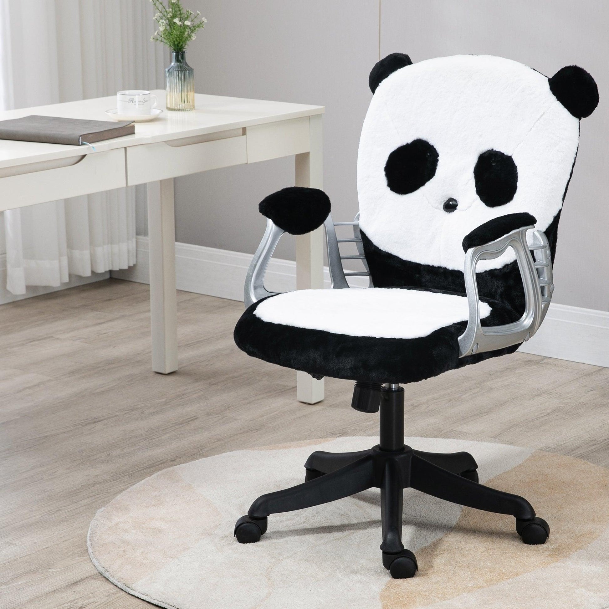 Vinsetto Fluffy Panda Office Chair - Adjustable Height, Tilt Function - ALL4U RETAILER LTD