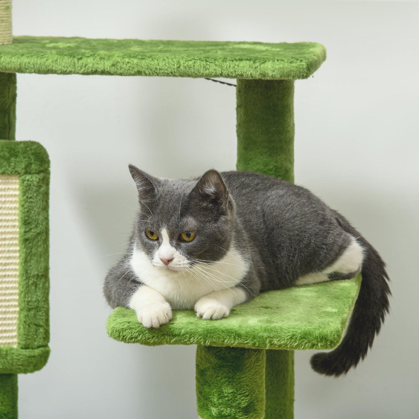 PawHut Green Cat Tree Tower with Scratching Post and Hammock - ALL4U RETAILER LTD