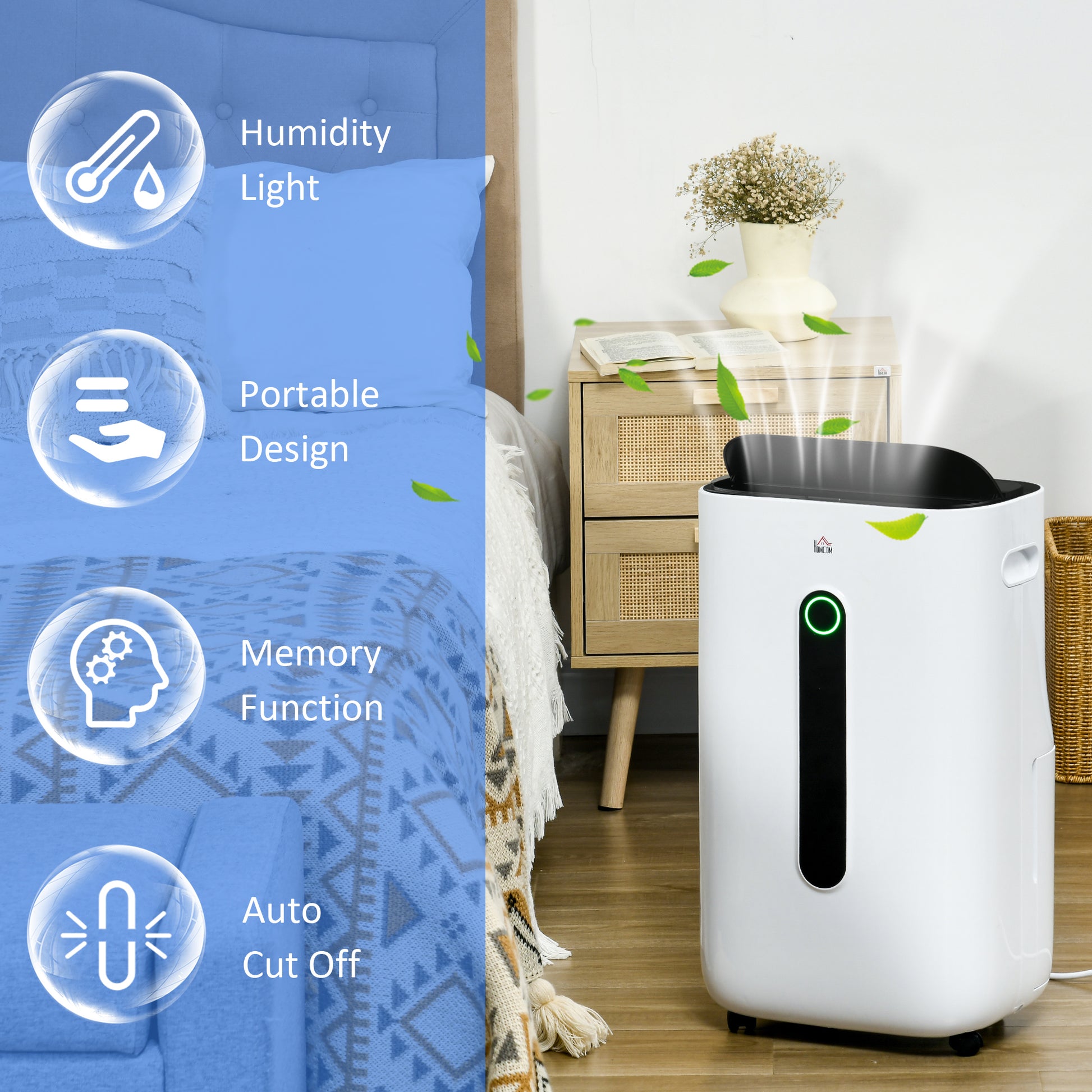 HOMCOM 22L/Day Compact Dehumidifier & Air Purifier with 24H Timer, 4 Modes, and 6.5L Tank for Home Use - ALL4U RETAILER LTD