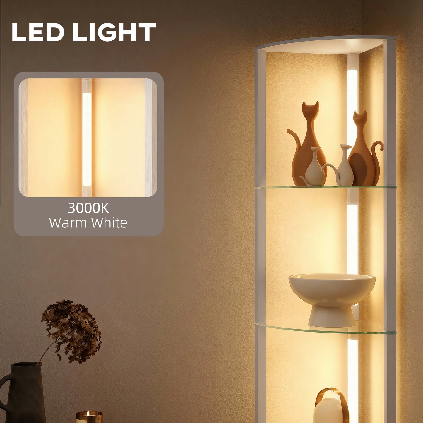 HOMCOM LED Floor Lamp With Shelves Five Tier Dimmable Standing Lamp With Foot Switch For Living Room And Bedroom Grey