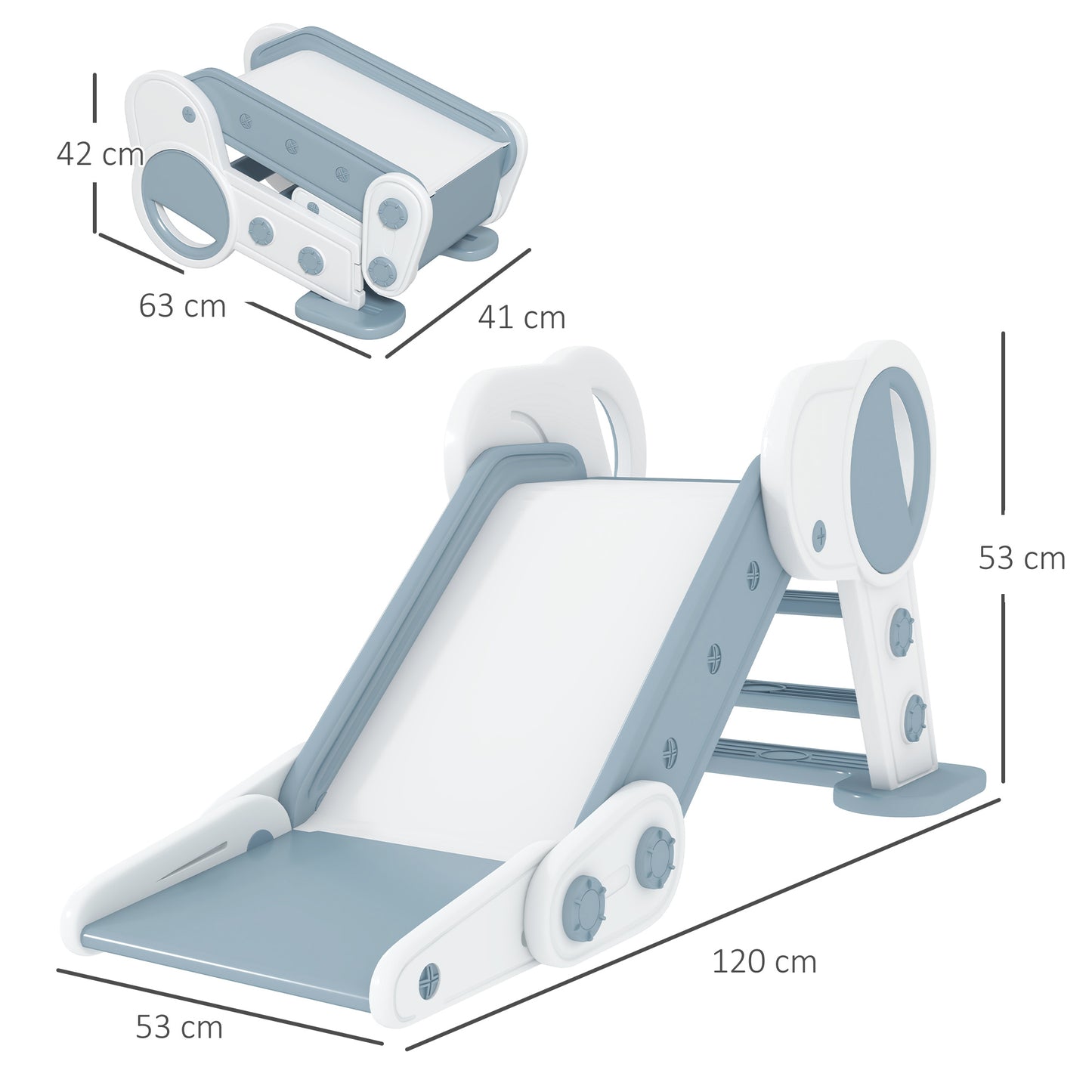 AIYAPLAY Space-Saving Indoor Baby Slide for Toddlers, Foldable Design, Grey - ALL4U RETAILER LTD