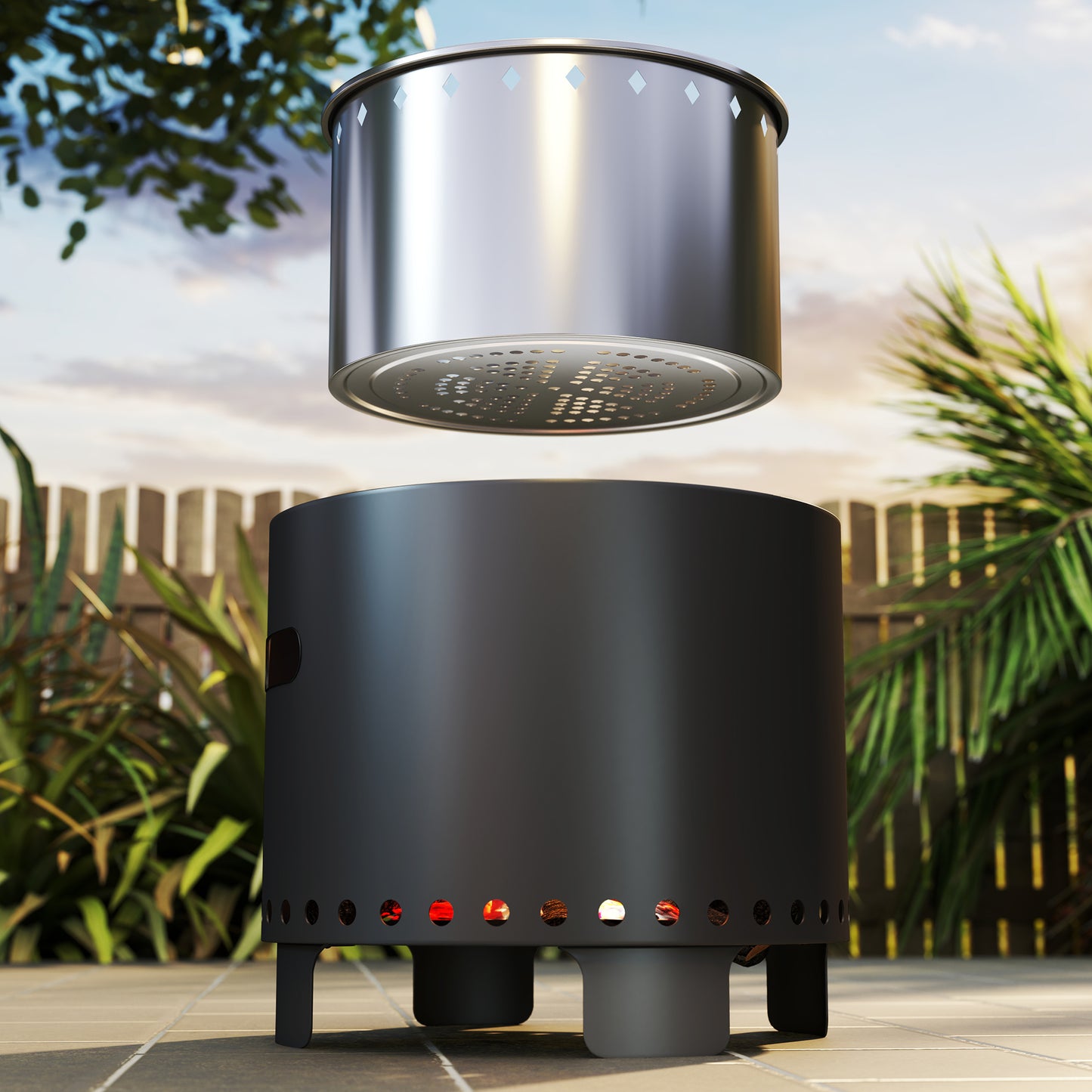 Outsunny Smokeless Powder Coated Steel Fire Pit With Poker Grey Outdoor Patio Fire Pit High Heat Resistant