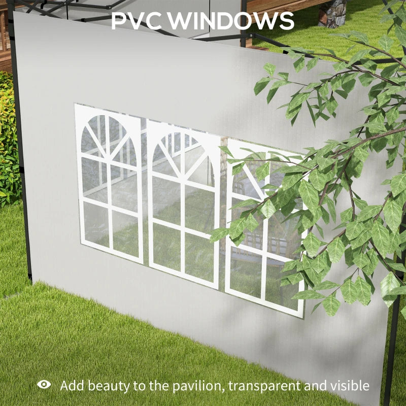 Outsunny Gazebo Side Panels - Replacement Sides with Windows for 3x3m or 3x6m Gazebo Canopy, 2 Pack in White - ALL4U RETAILER LTD