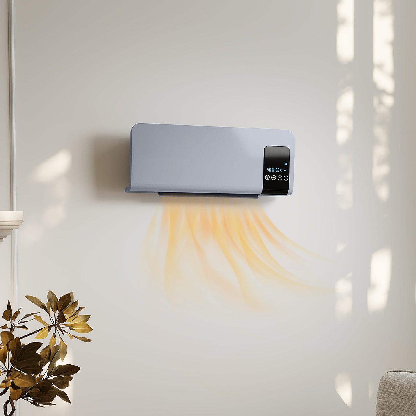 HOMCOM 2000W Wall Mounted Heater With Oscillating Fan For Year Round Heating 18 To 45 Celsius Grey