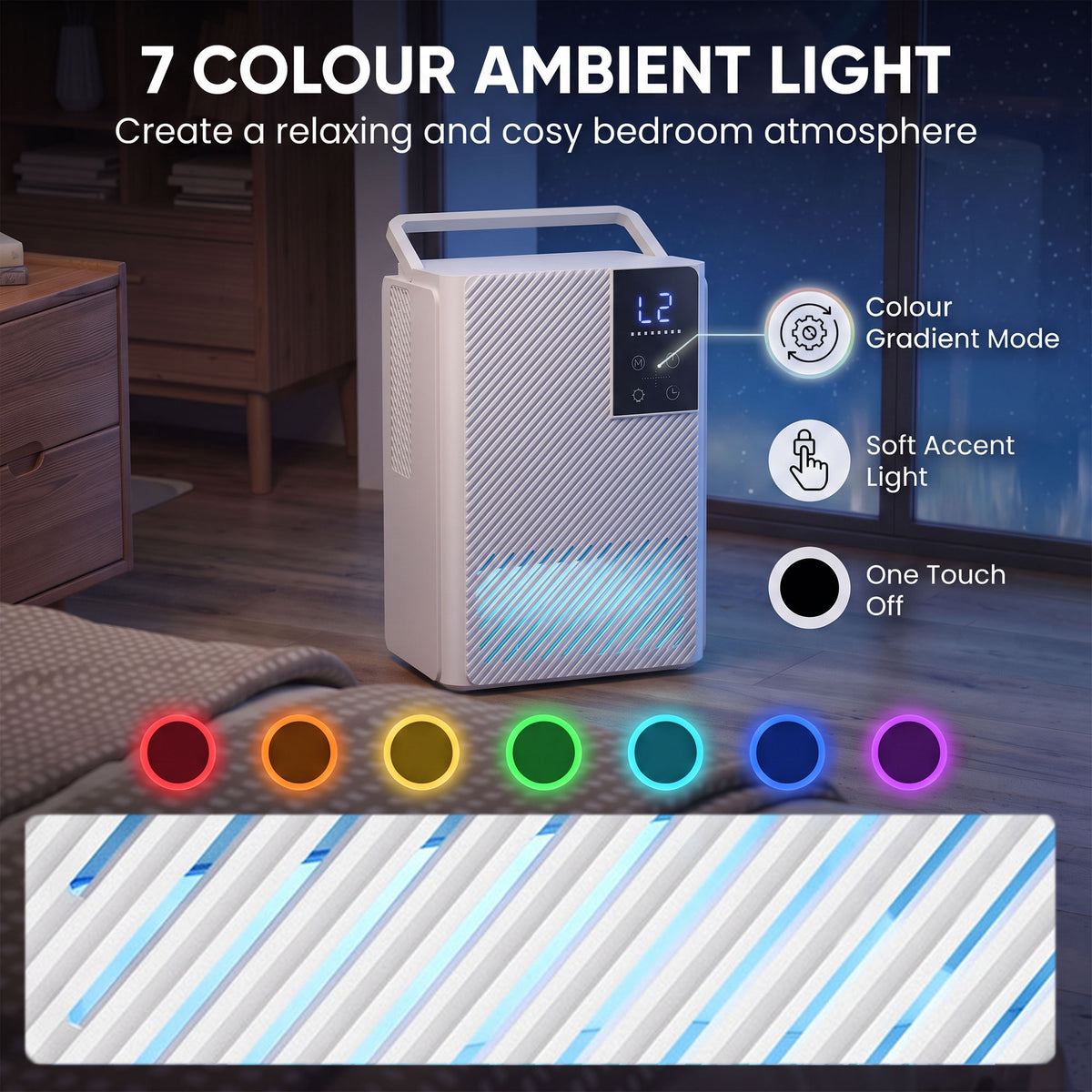 HOMCOM 400mL Daily Dehumidifier With RGB Lights Sleep Mode and Timer