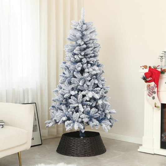 HOMCOM 5ft Snowy Blue Flocked Christmas Tree with 450 Tips and Metal Stand - ALL4U RETAILER LTD