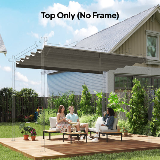 Outsunny Retractable Pergola Cover Replacement Canopy For 3x3m Frame 2.55x2.5m Roof Top Light Grey
