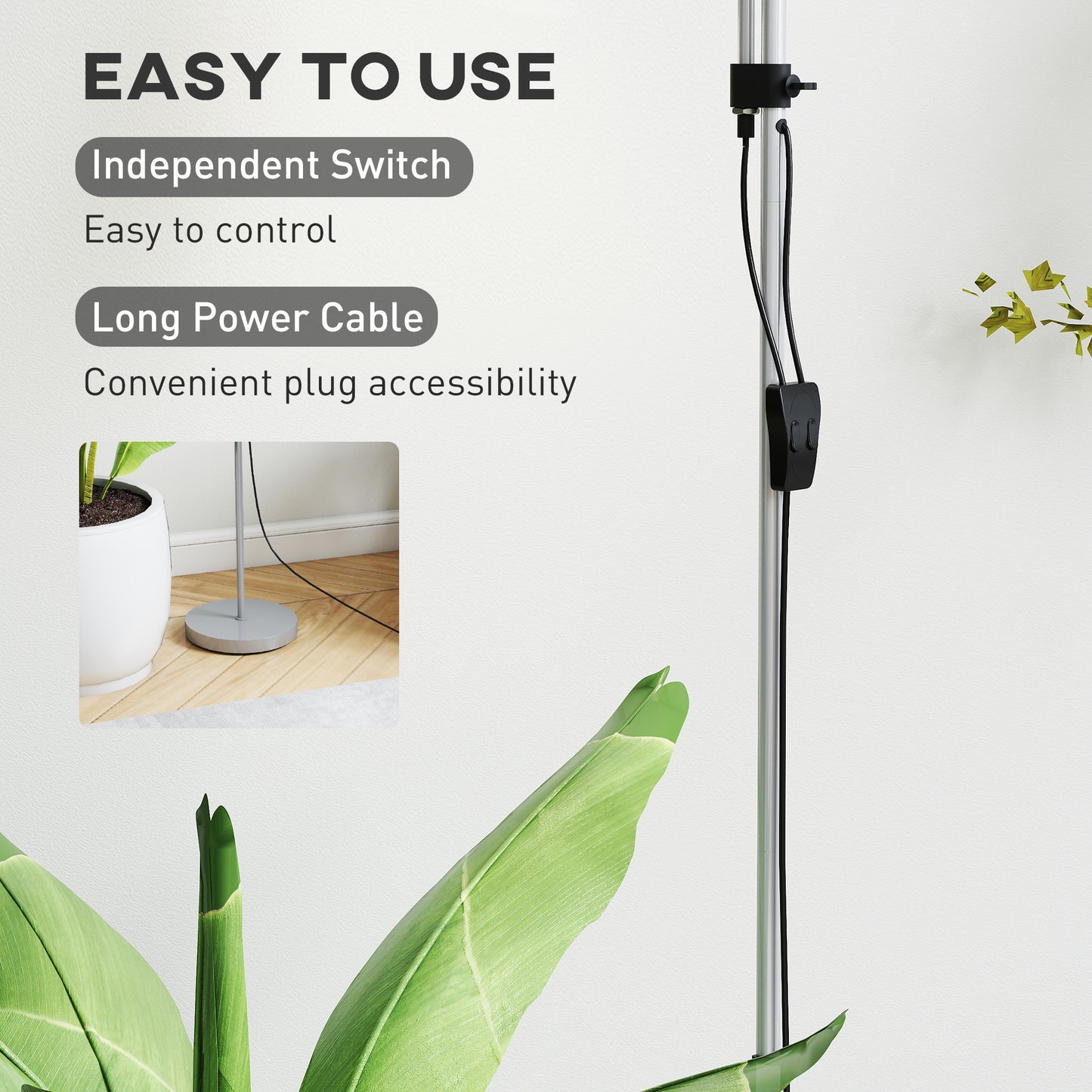 HOMCOM LED Floor Lamp 180cm Living Room Mother And Child Uplighter Adjustable Gooseneck 3000K 4500K 6500K Silver