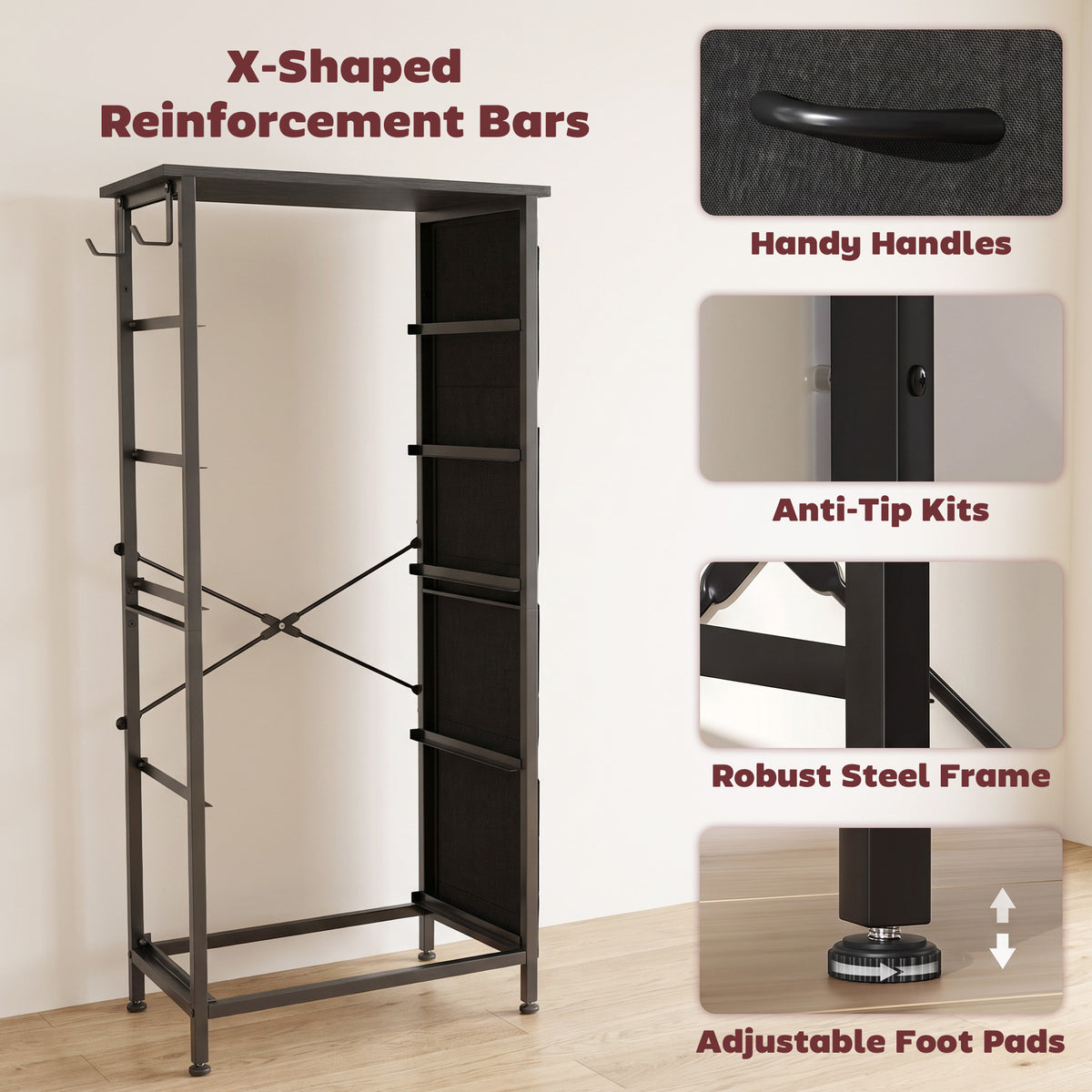 Homcom Chest Of Drawers With Five Fabric Drawers And Steel Frame Black