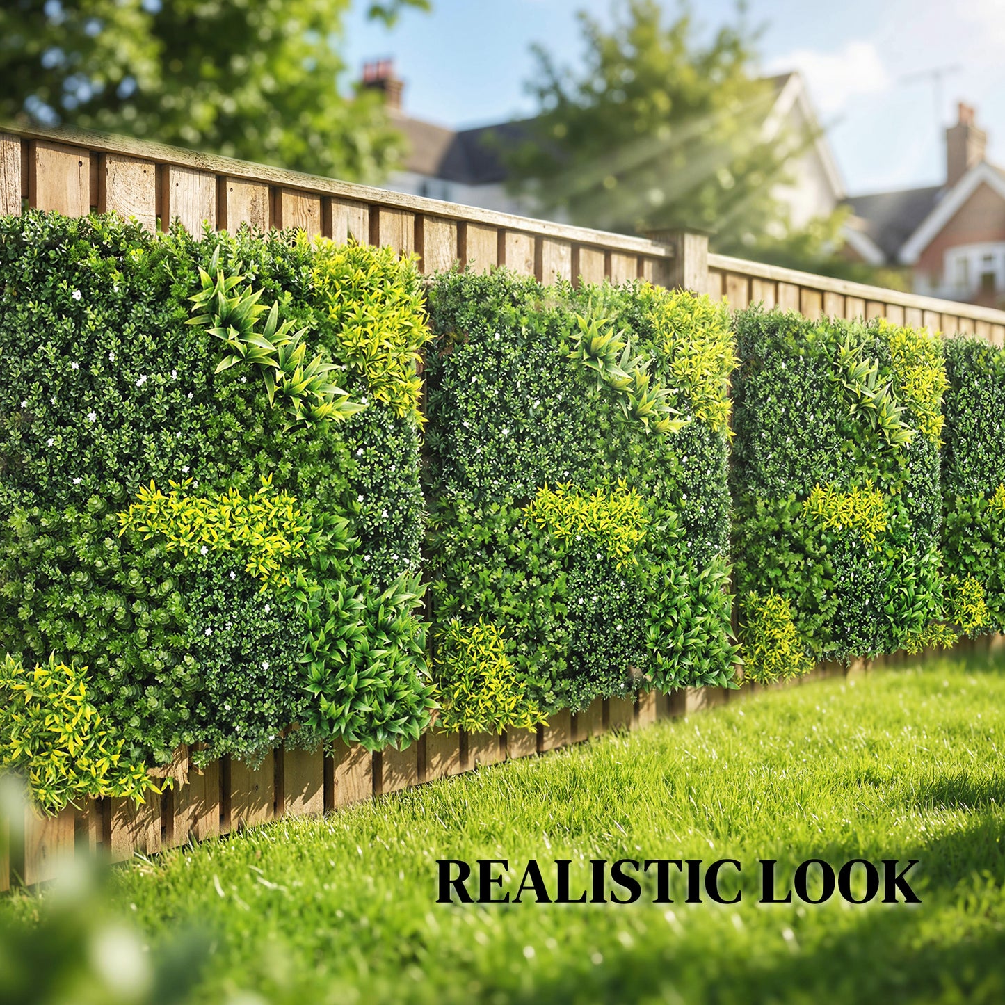 Outsunny 100x100 Cm Artificial Plant Wall Panel With Grass Backdrop Green UVA 340 Protection