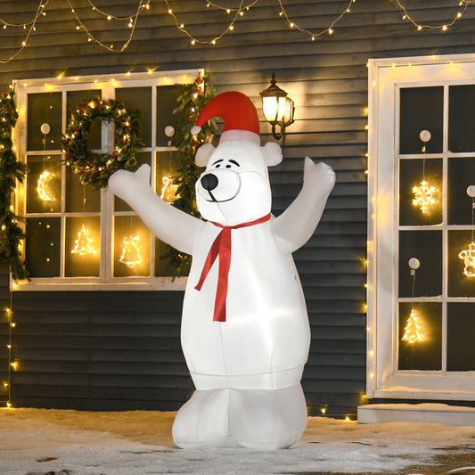 HOMCOM Giant 6ft Santa Bear Inflatable with LED Lights for Festive Yard Display - ALL4U RETAILER LTD