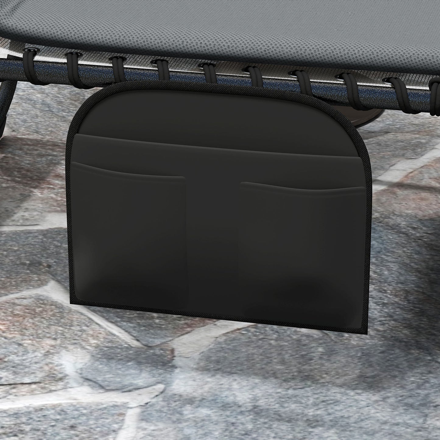 Outsunny Reclining Sun Loungers Charcoal Grey Powder Coated Steel With Five Position Adjustable Backs And Side Pockets
