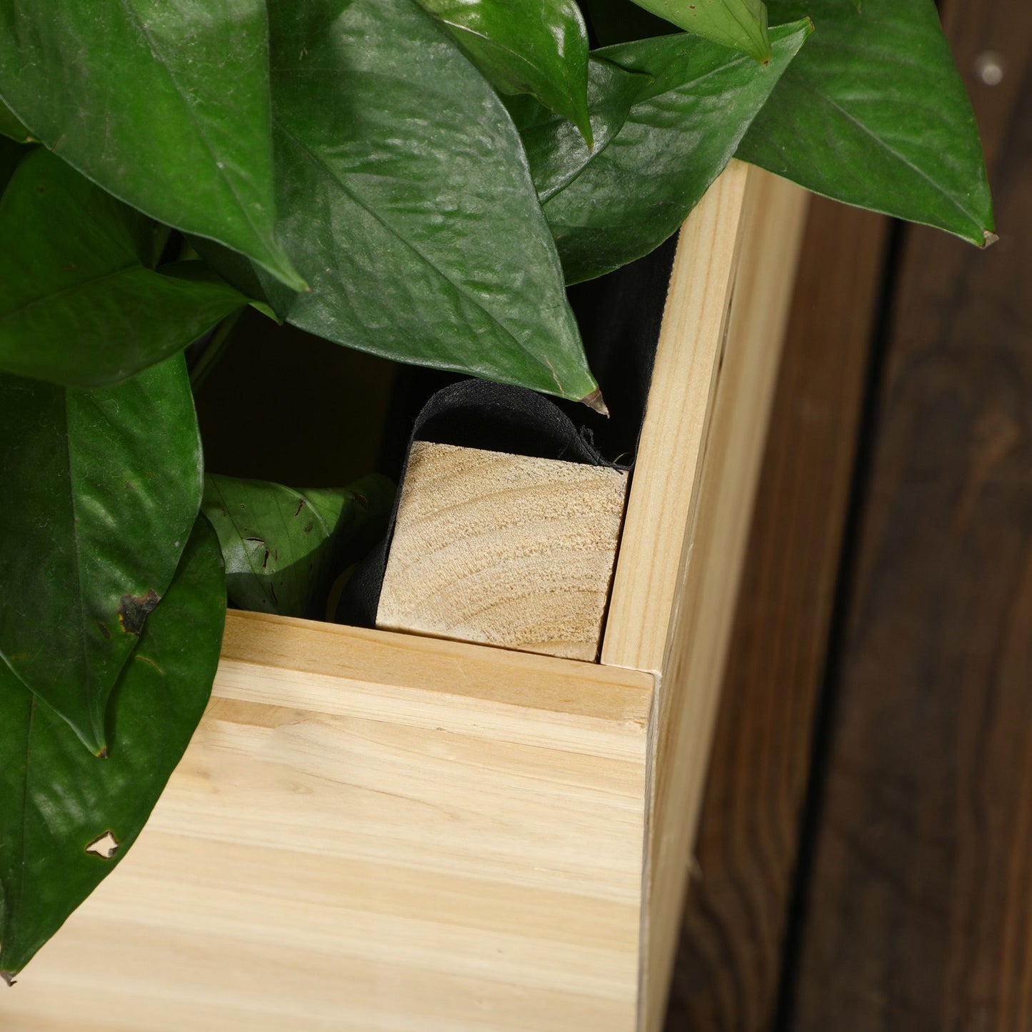 Outsunny Garden Planters With Back Trellis For Vine Climbing Distressed Wooden Raised Beds 90x43x150 cm Natural Tone