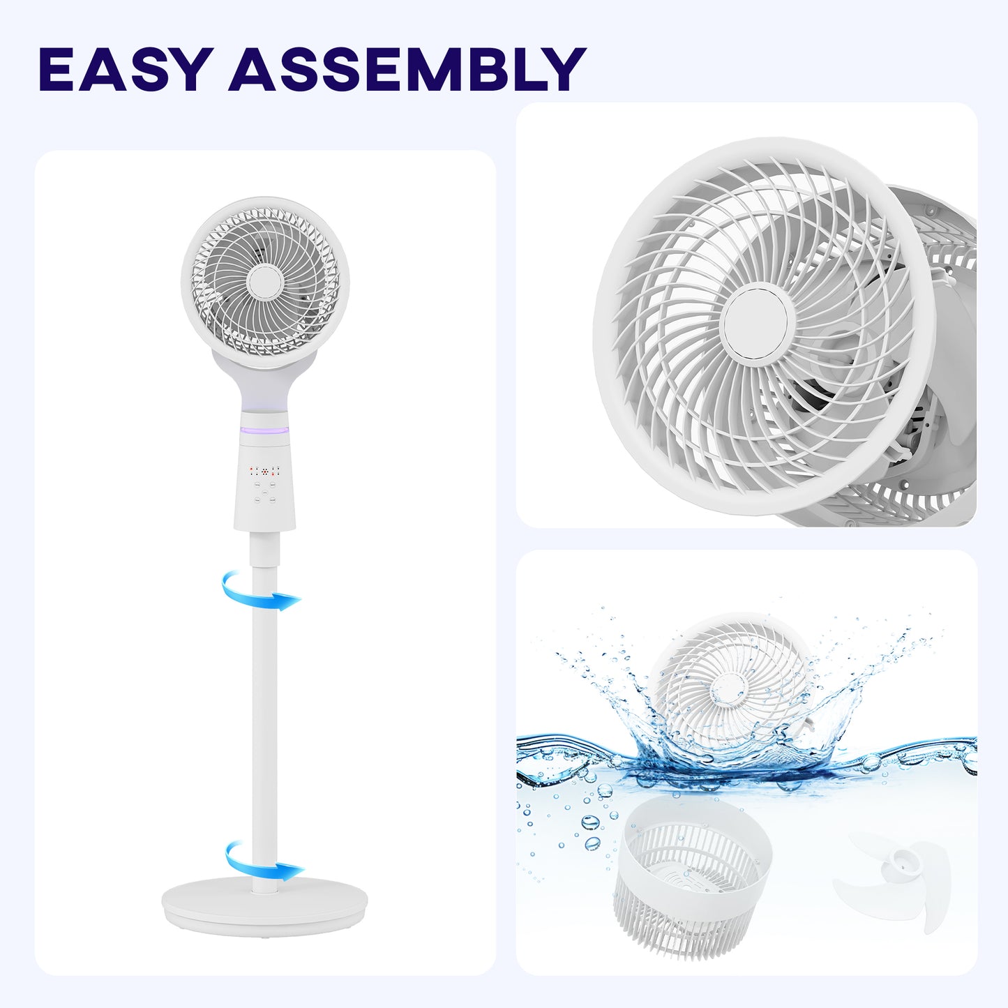 HOMCOM Pedestal Air Circulation Fan with 70 Degree Horizontal and 90 Degree Vertical Oscillation Three Speeds White