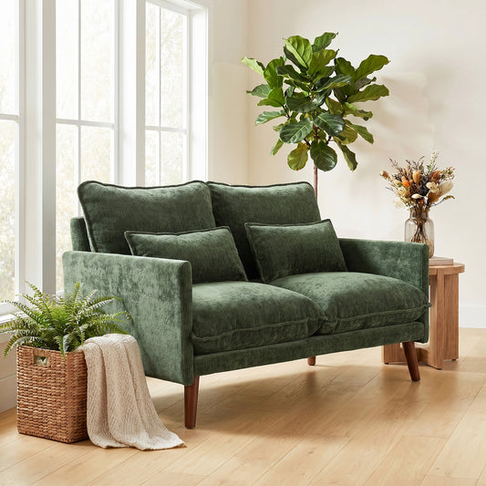 HOMCOM 2 Seater Sofa Loveseat in Green With Pocket Springs High Density Foam Plush Comfort Wood Legs