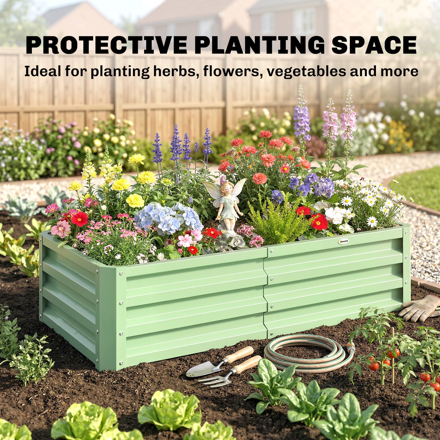 Outsunny Galvanised Raised Garden Beds Outdoor Planters For Herbs And Vegetables For Patio Balcony Garden