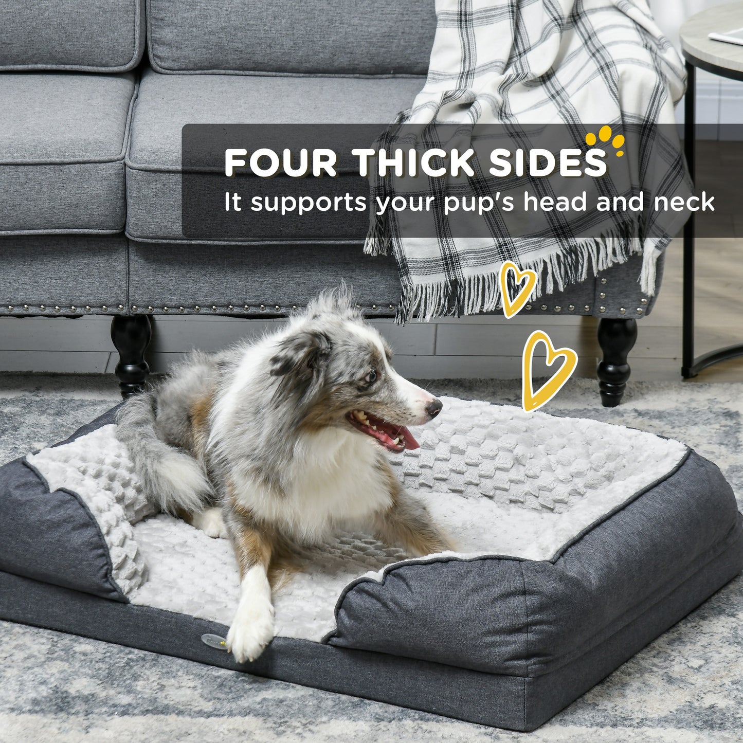 PawHut Cozy Medium Dog Bed with Removable Cover & Non-Slip Base - Charcoal Grey - ALL4U RETAILER LTD