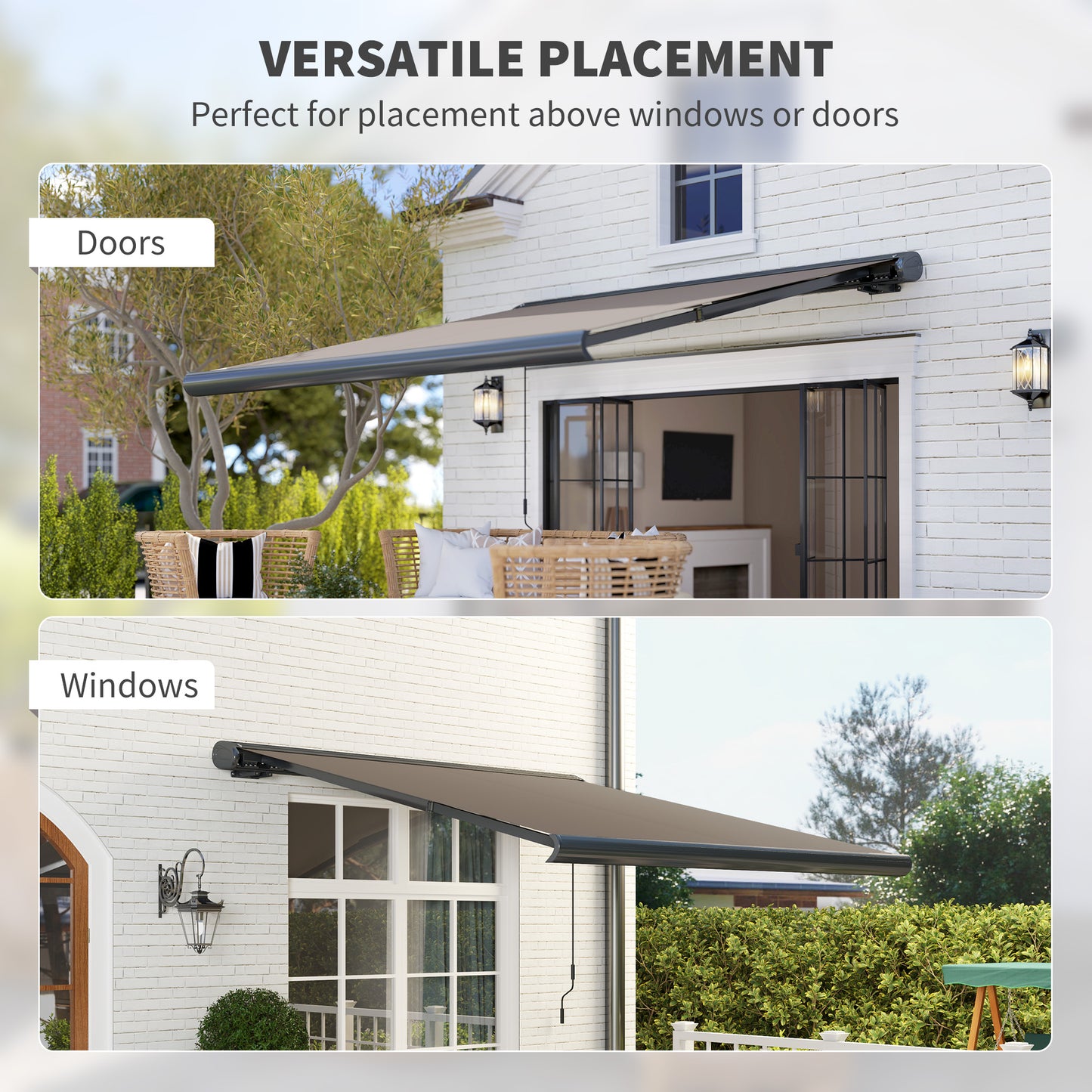 Outsunny 3x2.5m Electric Retractable Awning With Remote Controller Aluminium Frame UV50 Plus Sun Shade Canopy Patio