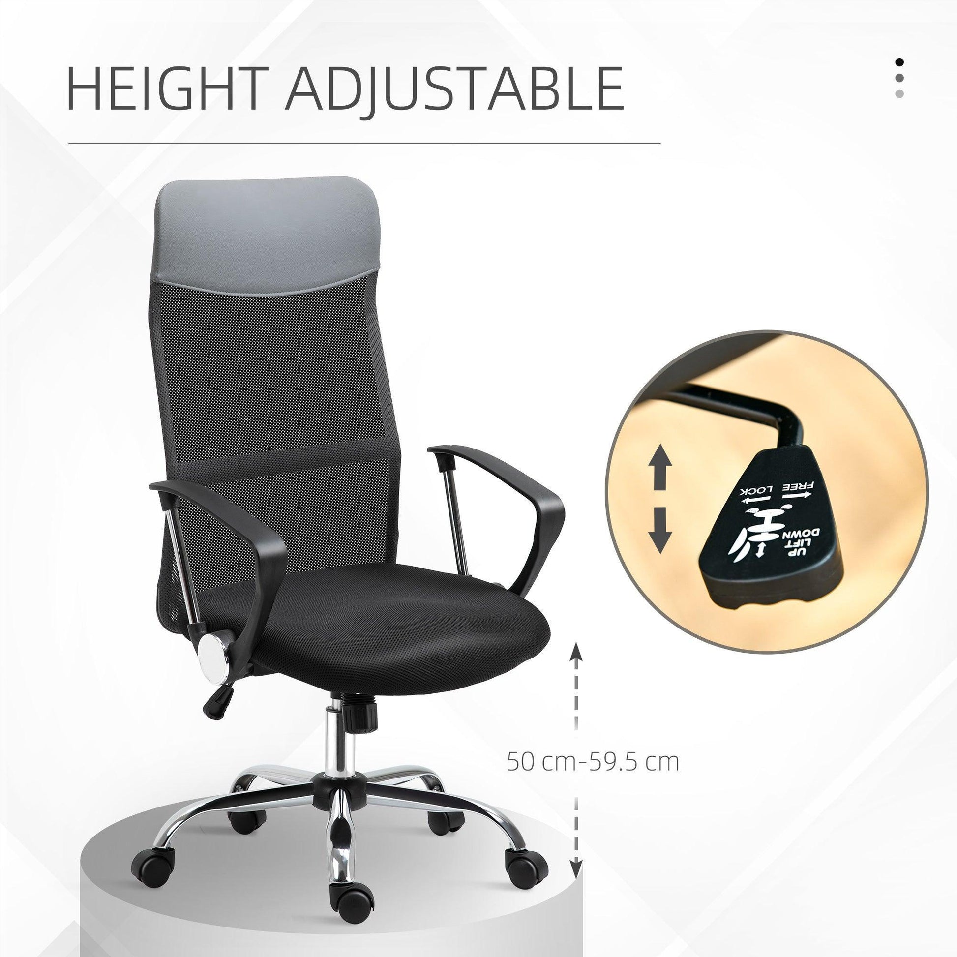 HOMCOM Ergonomic Mesh Office Chair - Adjustable & Stylish - ALL4U RETAILER LTD