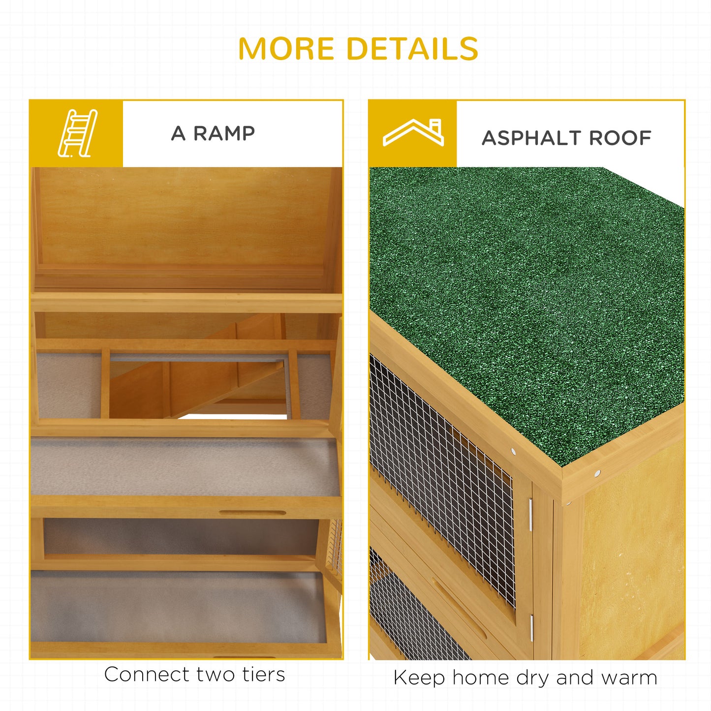 PawHut Double Level Rabbit Home with Removable Cleaning Trays - Brown - ALL4U RETAILER LTD