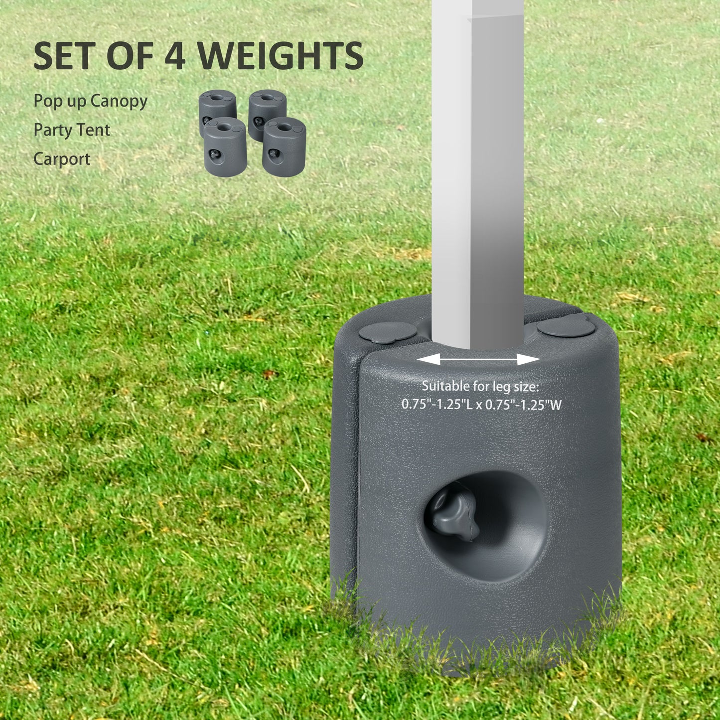 Outsunny HDPE Tent Weights Set of 4 Canopy Weights Fill with Water or Sand UV Resistant Outdoor Gazebo Anchors 48 kg