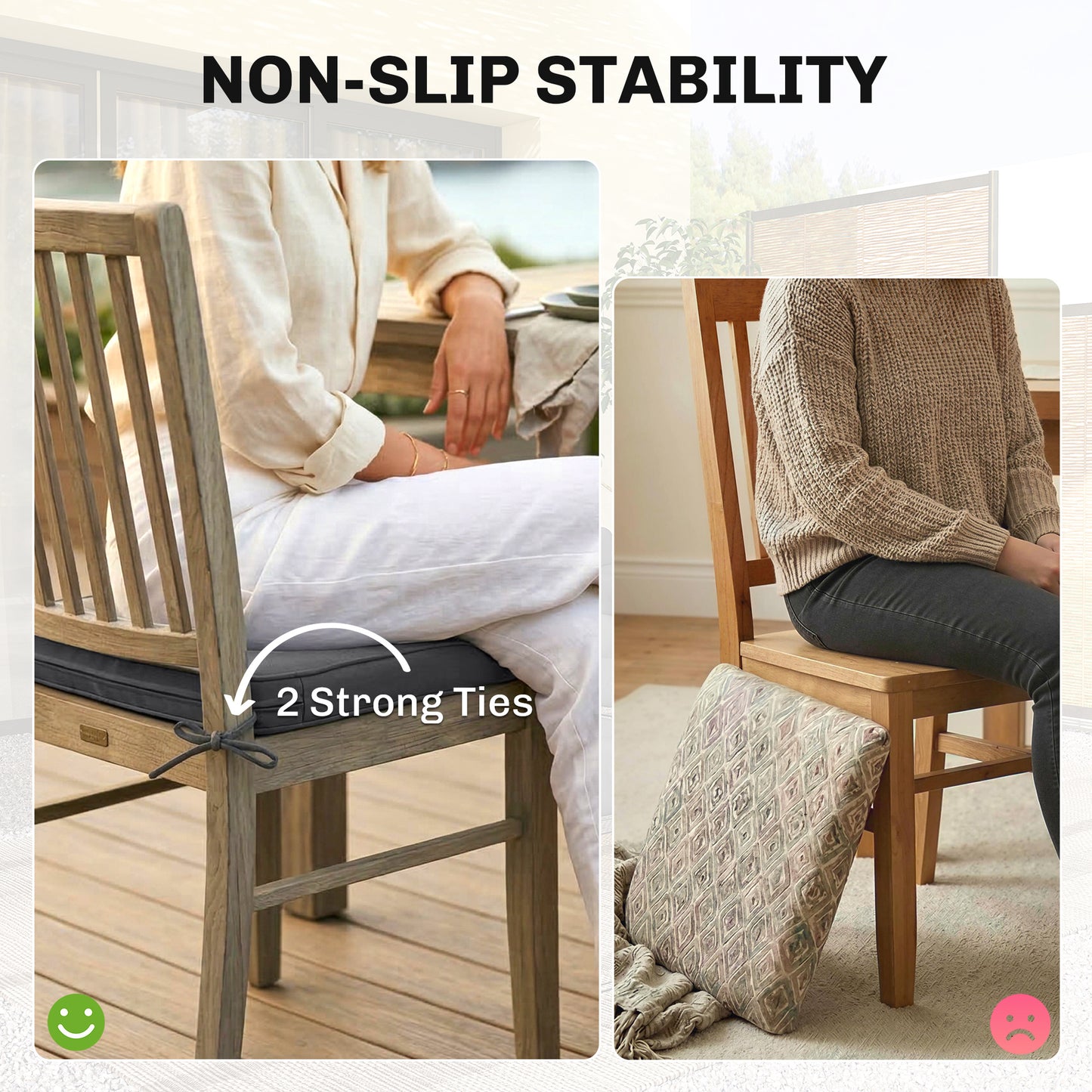 Outsunny Garden Chair Cushions Set Of 2 7cm Thick Foam With Ties Dark Grey Water Repellent