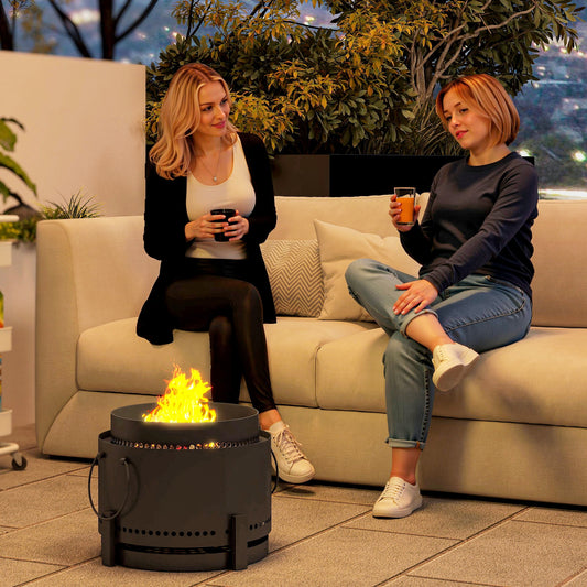 Outsunny Smokeless Fire Pit With Ash Catcher 37cm Portable Wood Burning Firepit For Garden Camping Bonfire