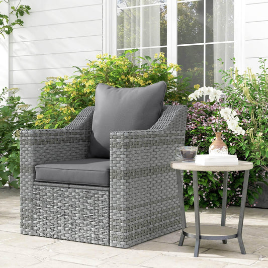 Outsunny Charcoal Grey Patio Chair Cushion Set - Premium Comfort for Indoor and Outdoor Use - ALL4U RETAILER LTD