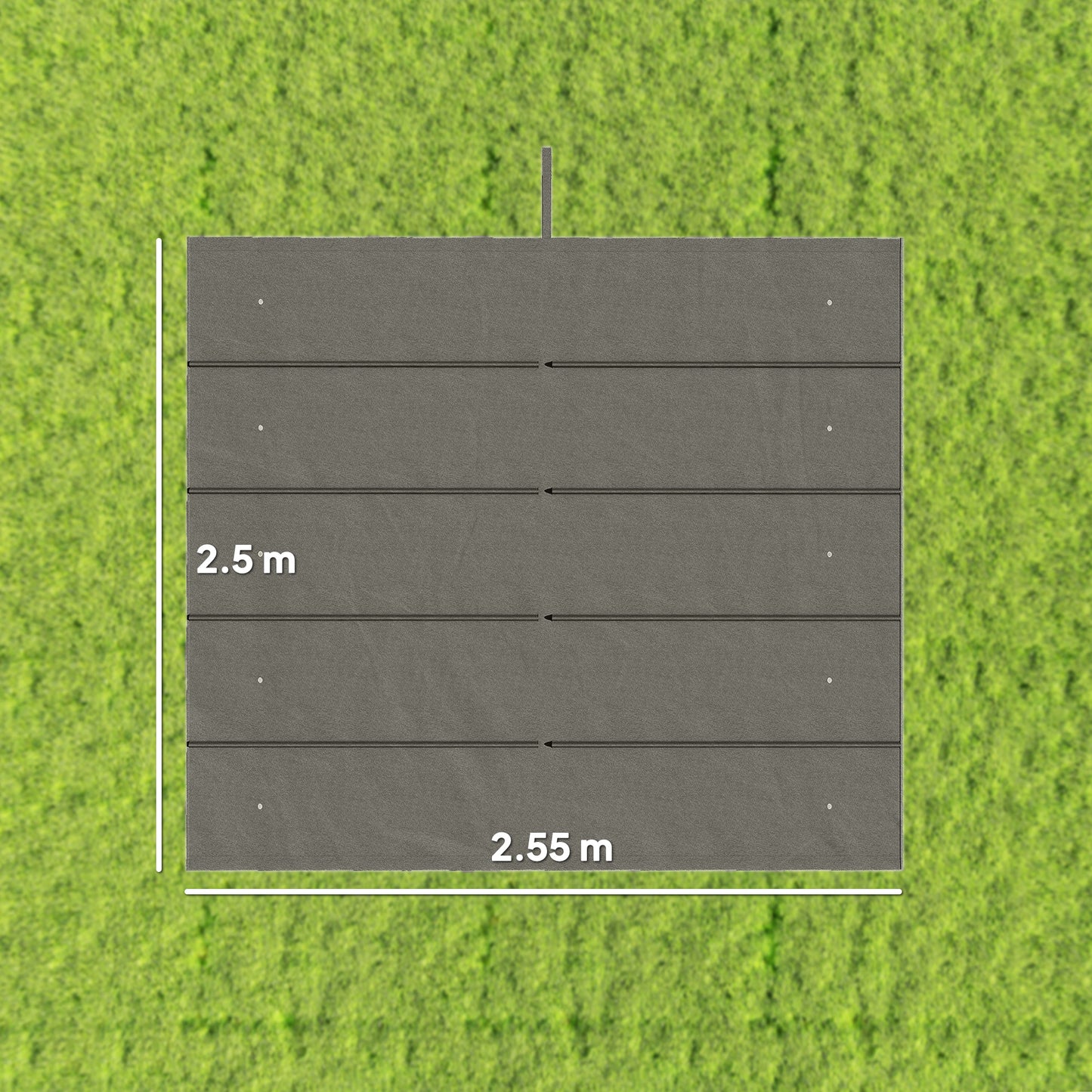 Outsunny Retractable Pergola Cover Replacement Canopy For 3x3m Frame 2.55x2.5m Roof Top Light Grey
