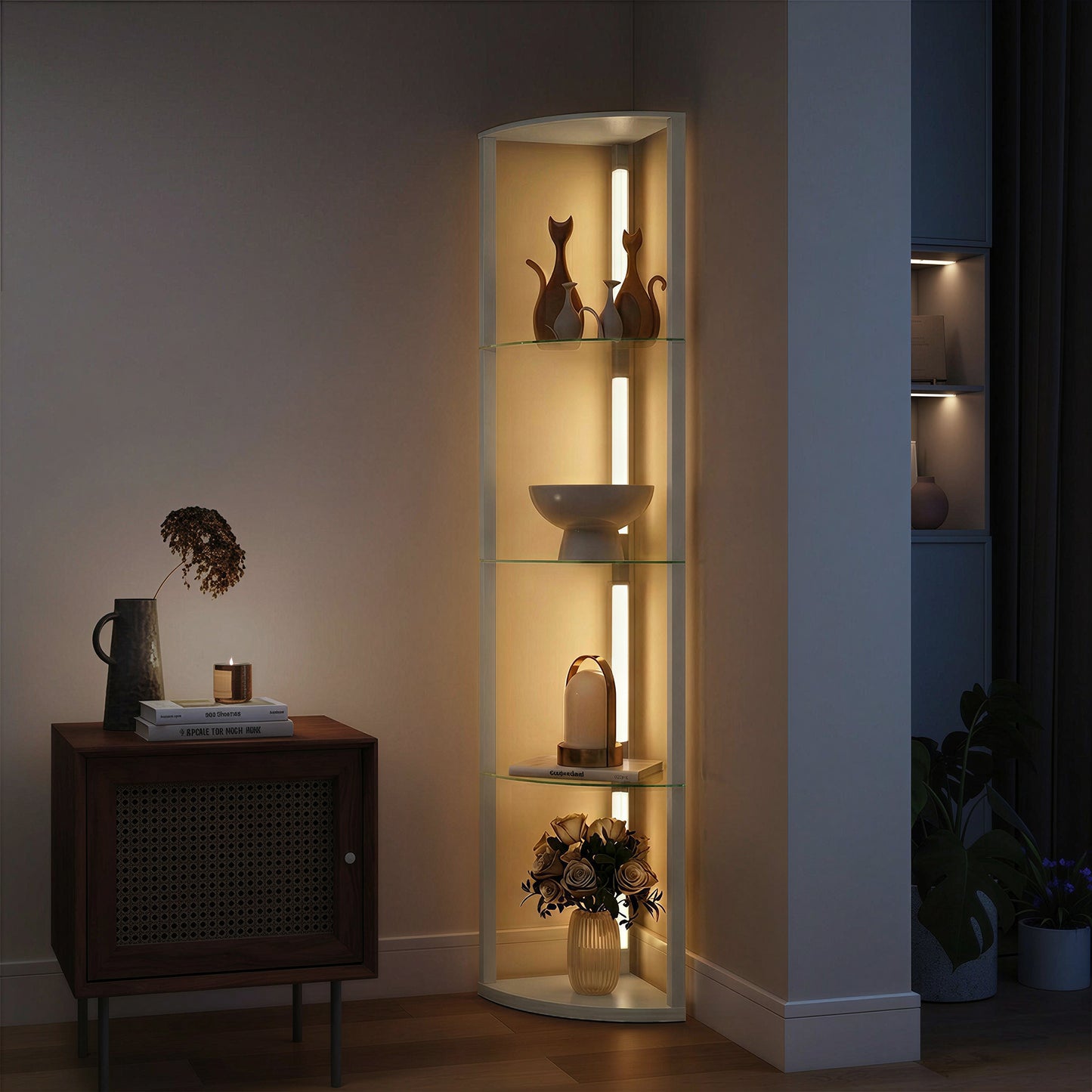 HOMCOM LED Floor Lamp With Shelves Five Tier Dimmable Standing Lamp With Foot Switch For Living Room And Bedroom Grey