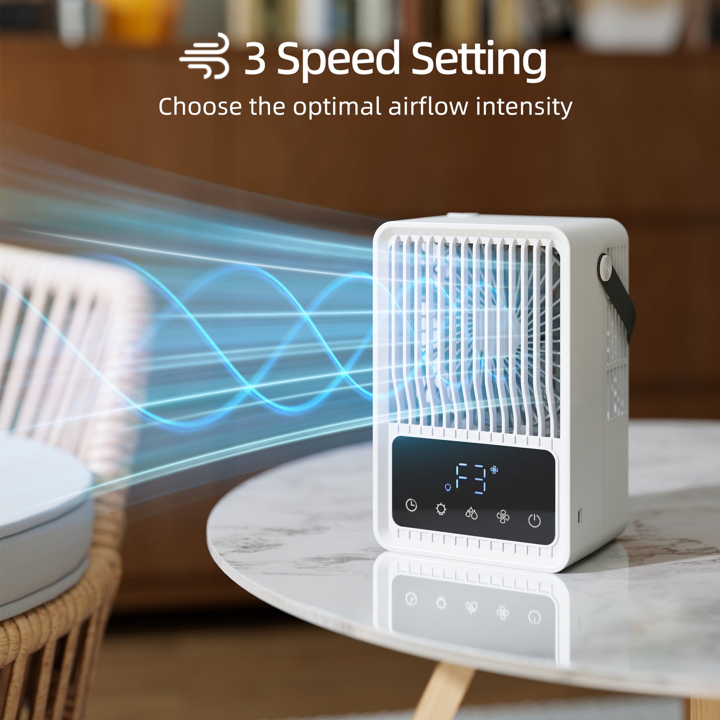 HOMCOM Portable Air Conditioner 4 in 1 Mini Air Cooler with 3 Wind Speeds 2 Mist Modes 7 Colour RGB Light Black