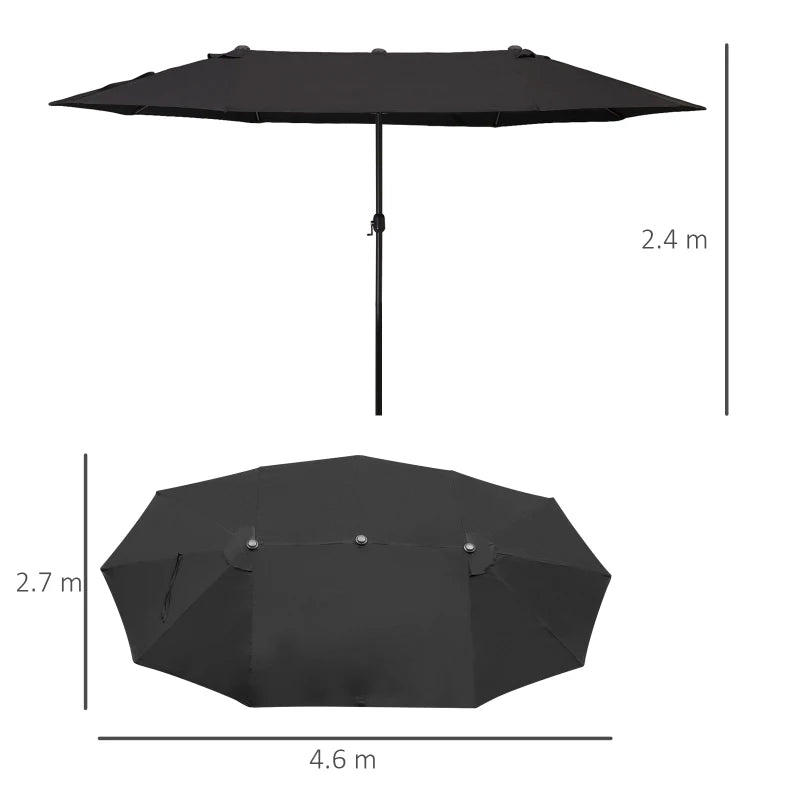 Outsunny 4.6m Black Canopy Parasol - Stylish Shade Solution - ALL4U RETAILER LTD