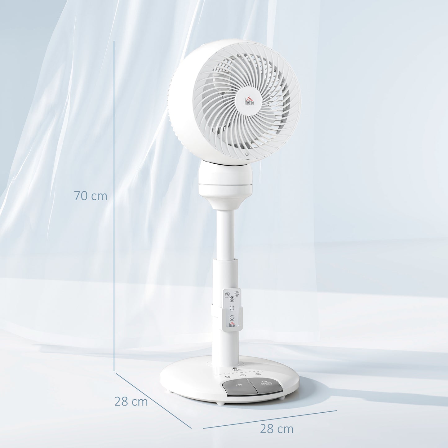 HOMCOM 9 Inch Air Circulator Fan Remote 3 Speeds 3 Modes 70 Degree Oscillation 90 Degree Tilt For Home Office White