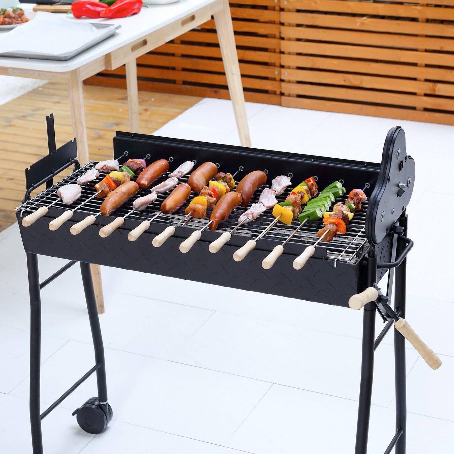 Outsunny Trolley BBQ Grill - Portable and Efficient - ALL4U RETAILER LTD