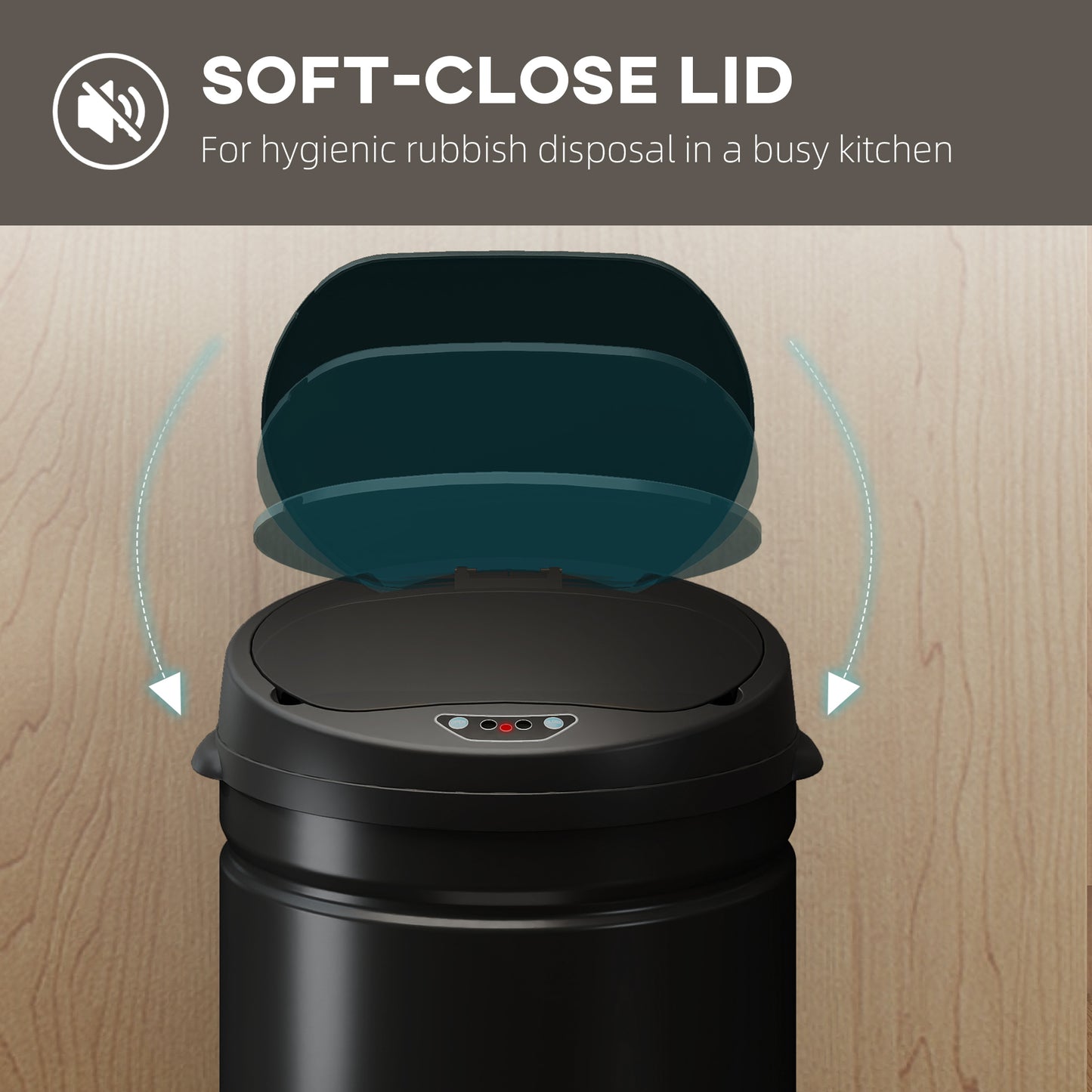 HOMCOM 30L Stainless Steel Sensor Bin Auto Open Hands Free Lid For Modern Kitchen Black